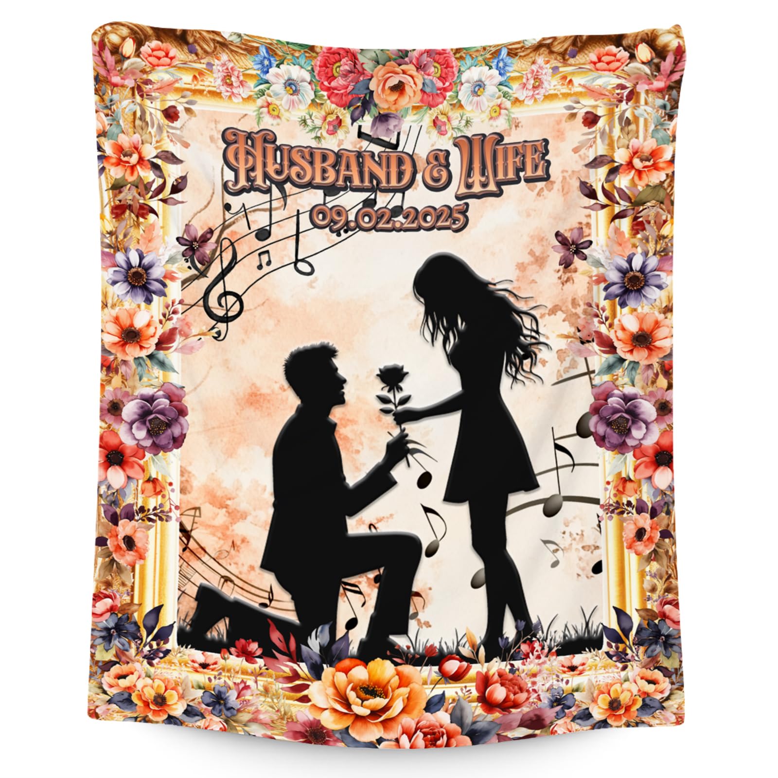 CustomWish Couples Blanket – Custom Personalised Anniversary Flannel Throw, Cosy Blanket for Bedroom Decor, 4 Sizes