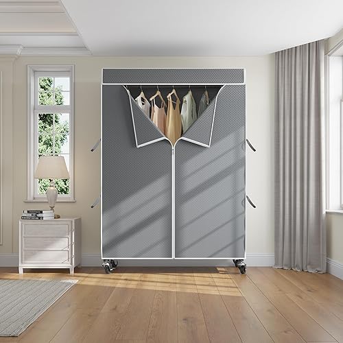 Miniatura 6 de VIPEK Funda de tela Oxford gris, solo se ajusta al estante de ropa V12, 46.1 x 18.5 x 77.6 pulgadas