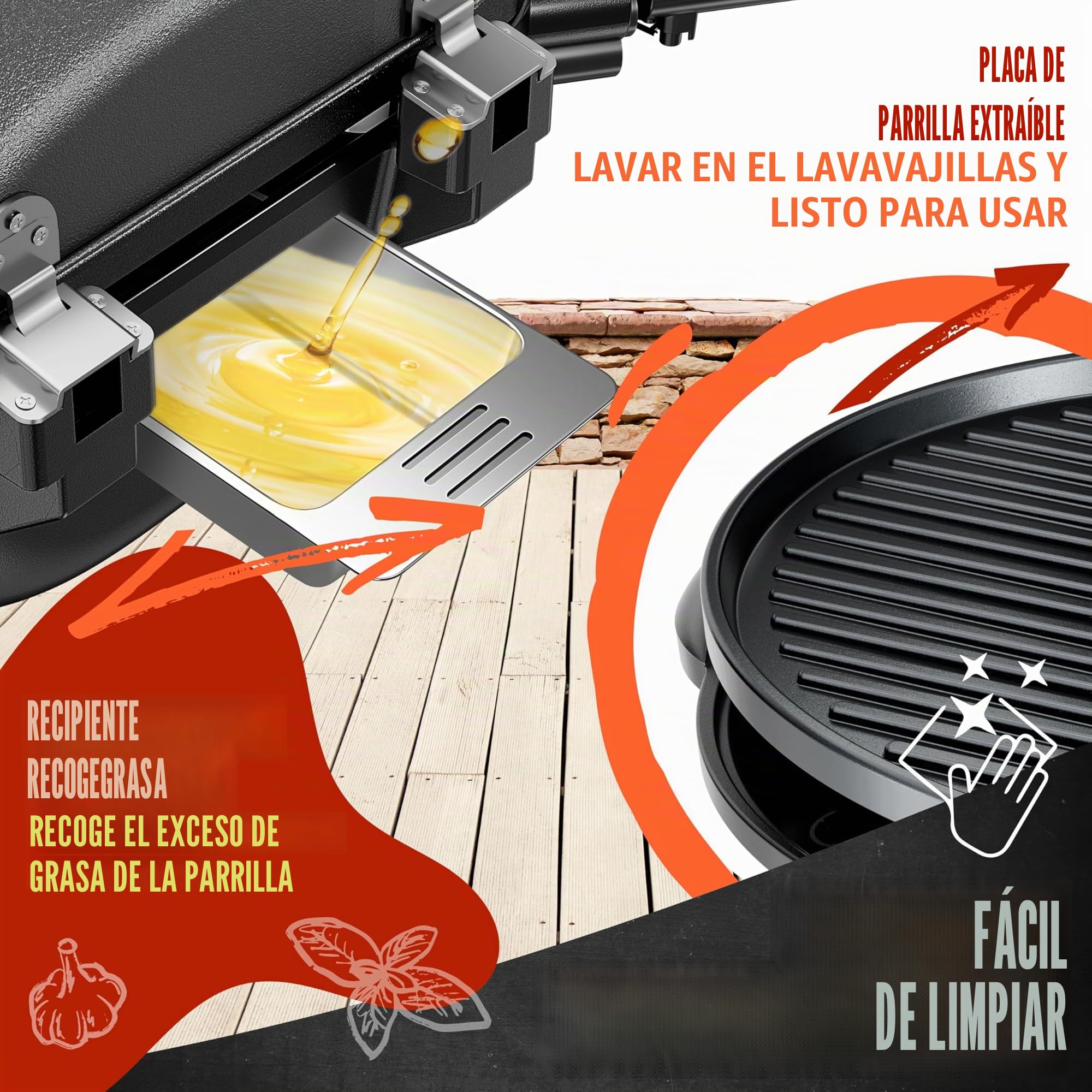 KESSER® Barbacoa eléctrica 2 en 1 – Parrilla eléctrica de pie con tapa y soporte, máx. 2400 W, plegable, termómetro, revestimiento antiadherente, 2 ruedas, color negro