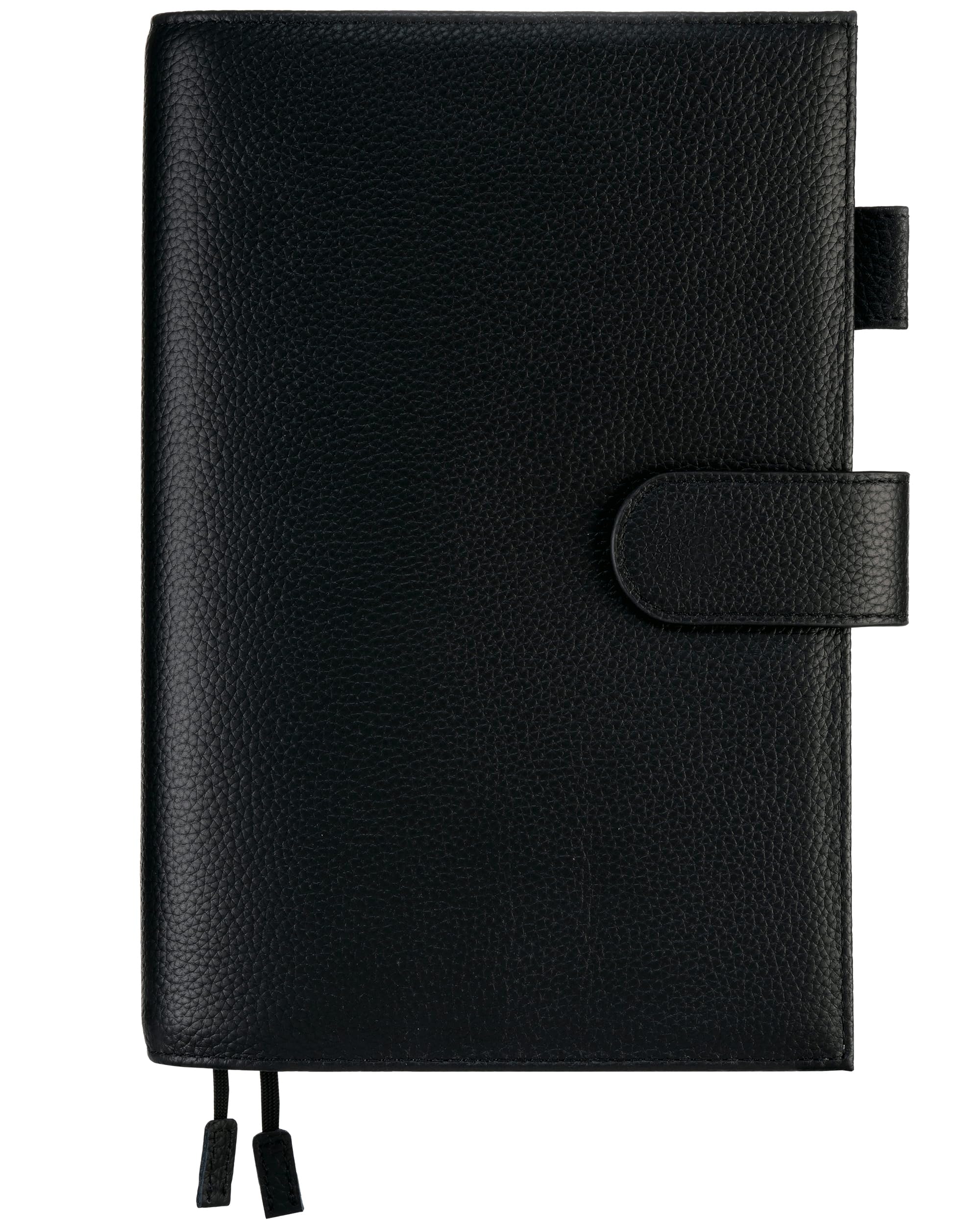 Ox Knight A5 Leather Planner Cover for Hobonichi Cousin, Stalogy, Midori, Leuchtturm1917, and More - with Pen Loop, Card Slots, Back Pocket, and Bookmarks (Black)