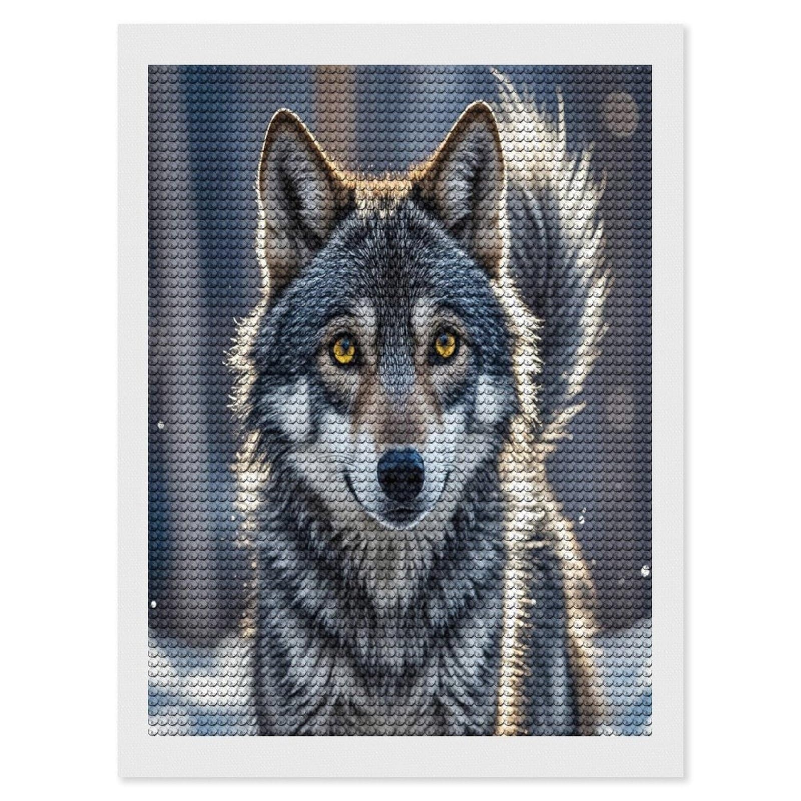 FekiLoot Cute Wolf Diamond Painting Kits for Beginners DIY Diamond Art Kits for Adults Full Drill Round Diamond Dot Gem Art Painting Fun DIY Crafts for Home Kitchen Wall Decor Gift 12"x16"
