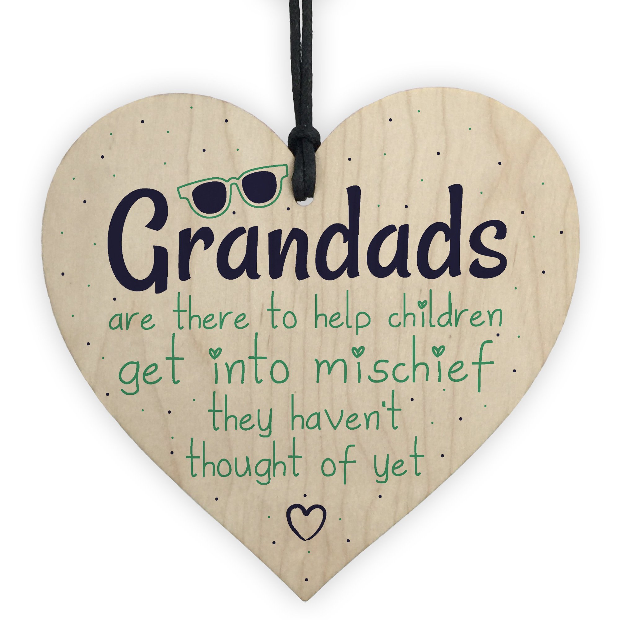 Red Ocean Funny Sign Grandad Birthday Wooden Heart Wall Plaque Fathers Day From Grandchildren