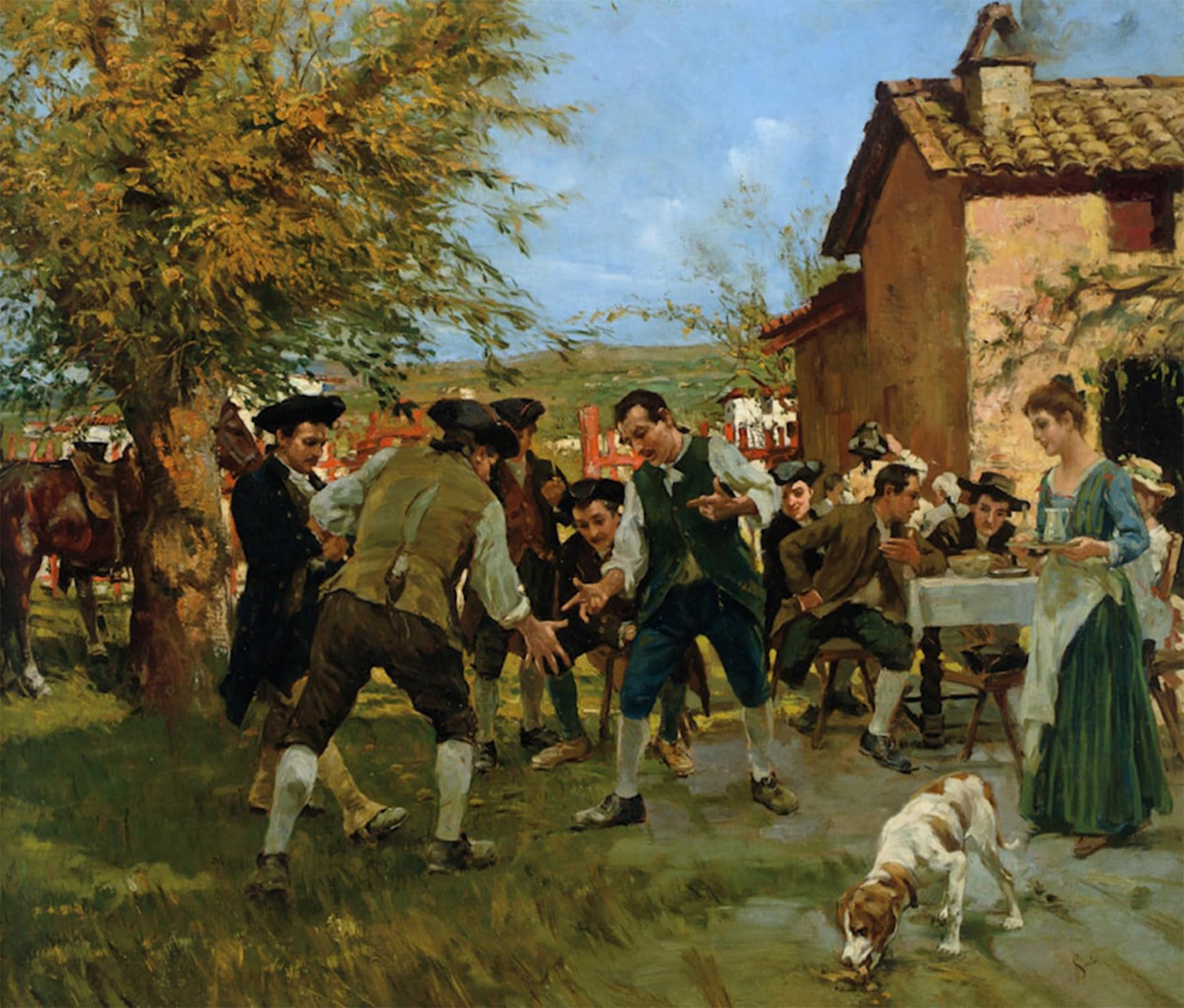 SERENDIPITP Retro Picture Poster Wall Art Pictures Painting Il Gioco Della Morra by Raffaelo Sorbi Wall Art Canvas Print for Wall Decor 60x90cm