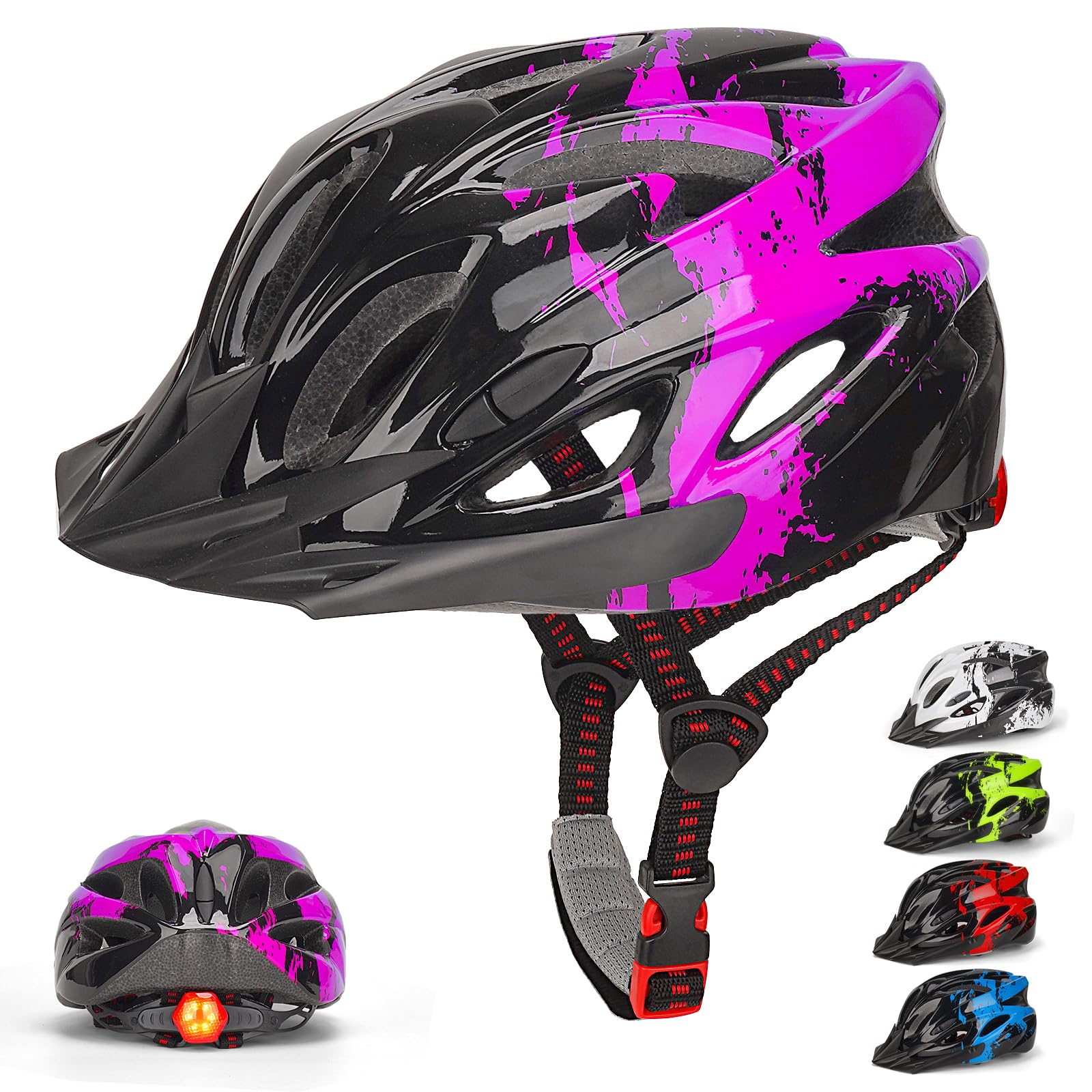 Kinderhelm, RaMokey Fahrradhelm Kinder mit Licht, Fahrradhelm für Jungen und Mädchen im Alter von 3 bis 13 Jahren, verstellbarer Kinderhelm (50–59 cm) für Fahrrad, Roller, Skaten und Radfahren