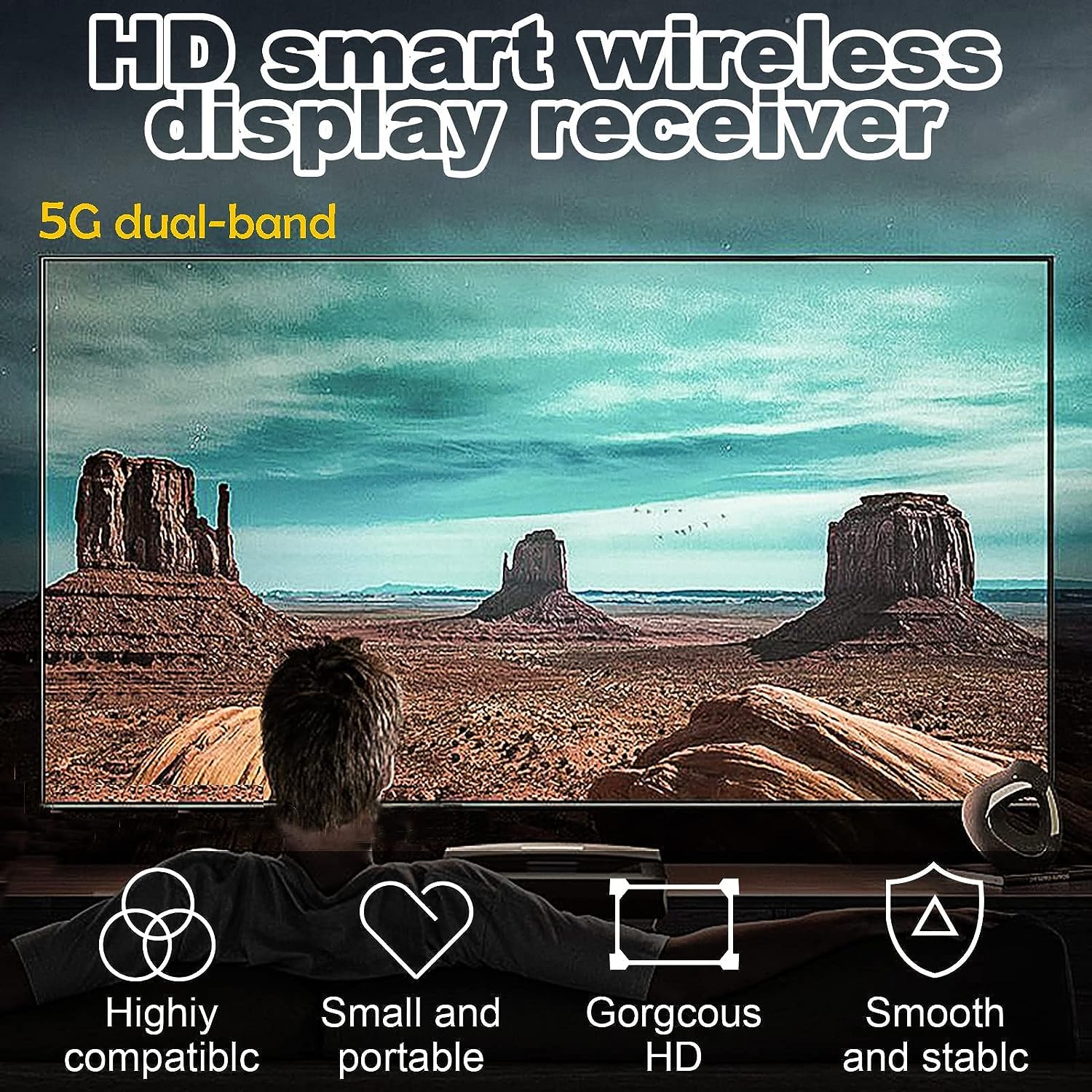 OBEST Wireless HDMI Dongle Streaming, 5G HD HDMI Wi-Fi Display Dongle, ricevitore 4K Wireless Display Ricevitore per telefoni cellulari, tablet, Macs, Samsung, LG, HTC, PC, supporta Miracast, Airplay,