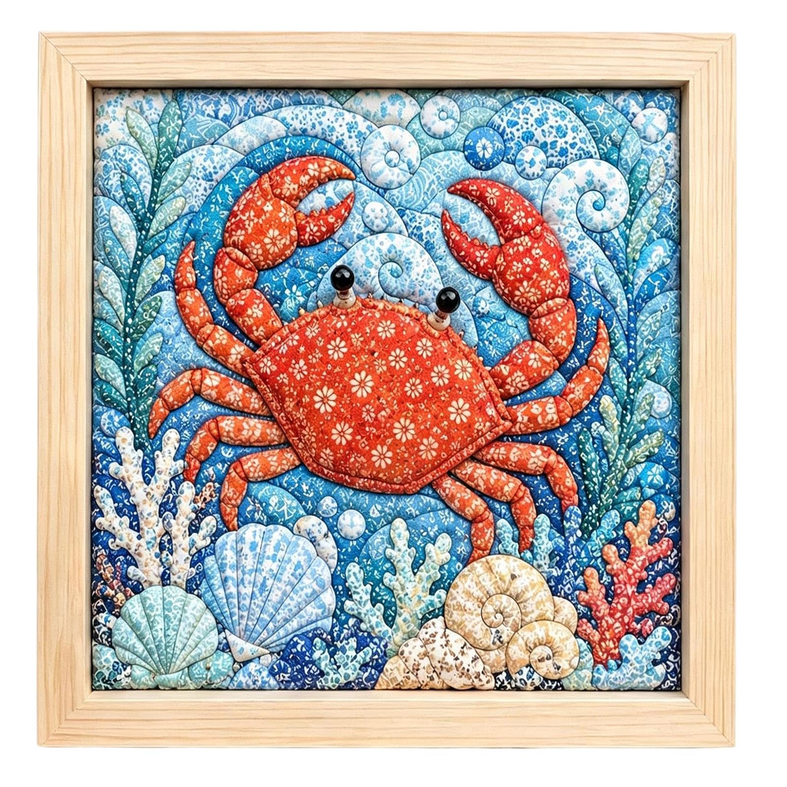 DIY No-Sew Ocean Kinusaiga Fabric Art Kit,Mosaic Kits for Adults，Crab