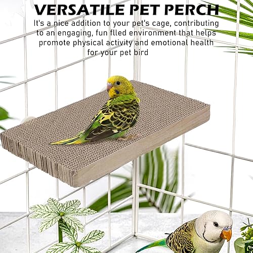 2Pcs Cardboard Parrot Perch, 12" Parakeet Bird Toys to Play, Big Stand Platform Perches for Finches & Cockatiels, Stress Relief & Beak Cleaning Paw Grinding Stand Platform