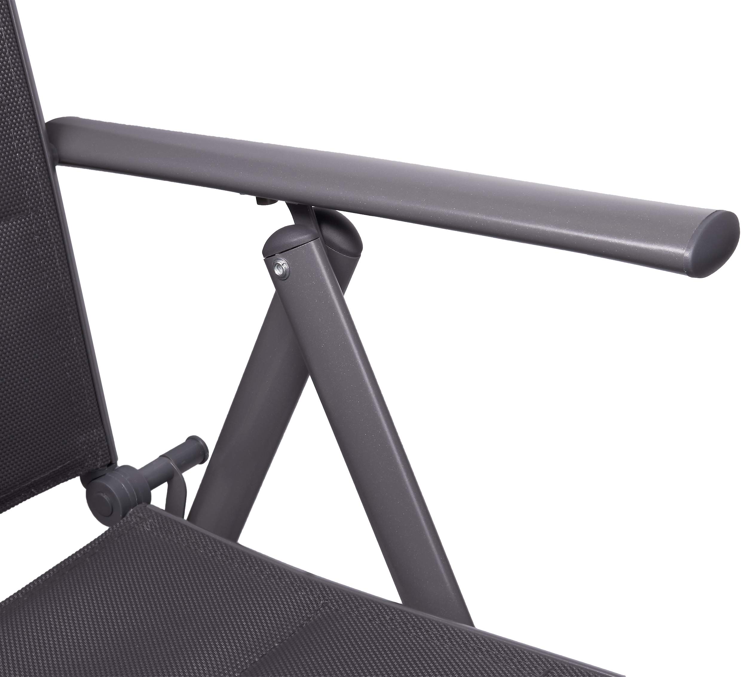 BRUBAKER Set de 2 Sillas de Jardín Riva - Respaldo Alto Plegable | Respaldo Regulable en 7 Posiciones - Sillas Plegables - Resistentes a la Intemperie - Gris Plateado