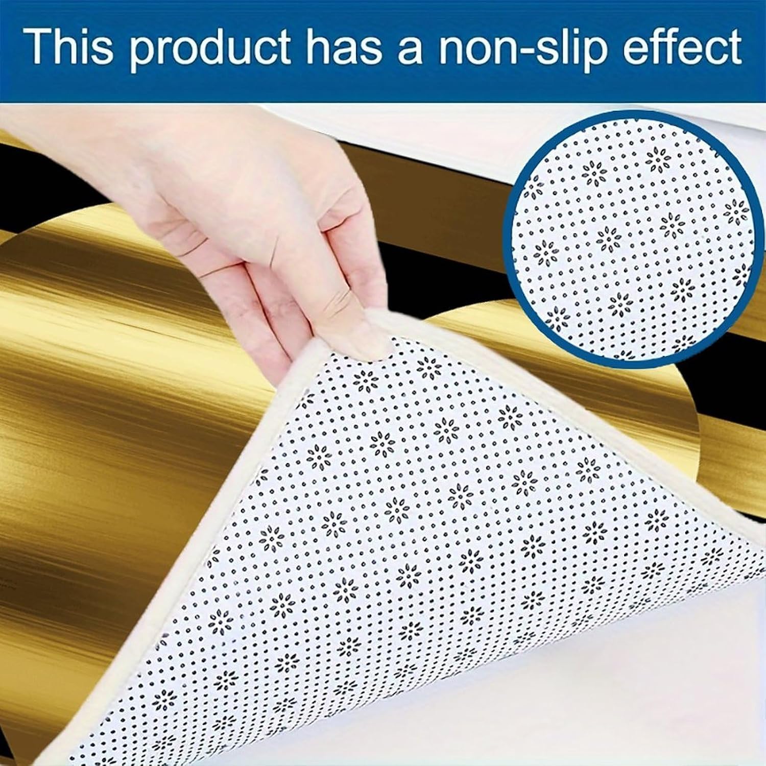 Gold Heart Stripe Kitchen Mats for Floor 3 Pcs Kitchen Rugs