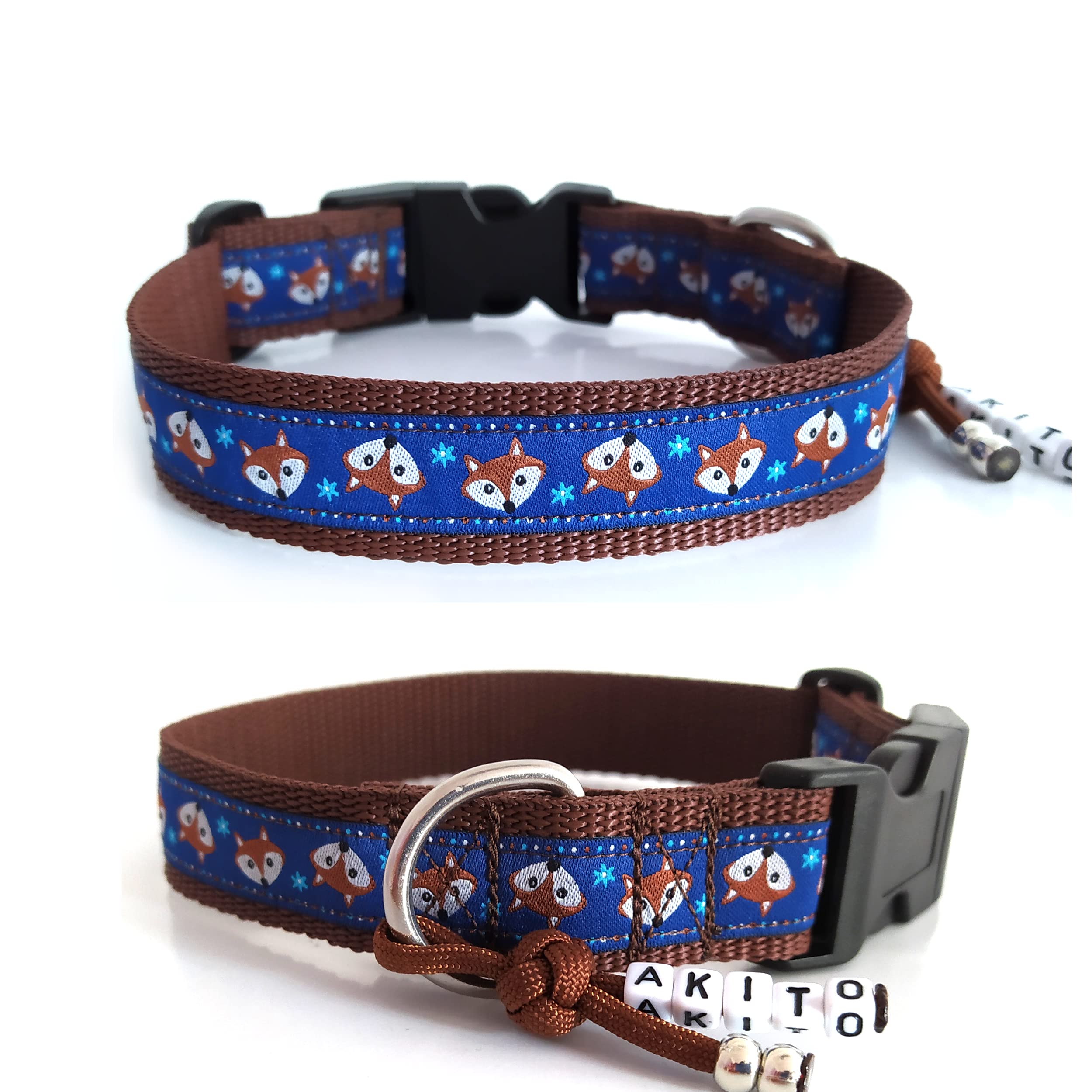Set: Halsband + Leine, Set für Hunde, Tauleine und Hundehalsband - Happy Fox - Blue