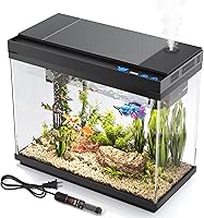 VEHIPA 2.4 Gallon Betta Fish Tank: Heater, Ultra-Quiet 3-in-1 Pump, 7-Color Timer Lights, Humidifier & HD Glass Aquarium Kit