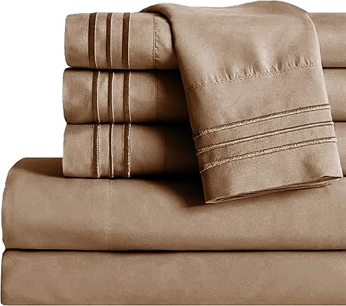 Mocassi Juego de sábanas tamaño Queen, sábanas y fundas de almohada de lujo de 1800 hilos, ultra suaves, transpirables y refrescantes, bolsillo