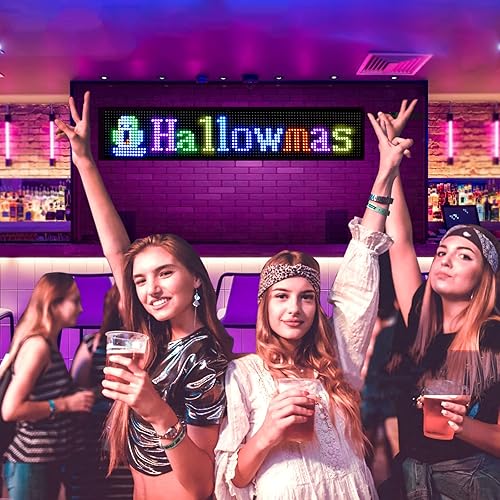 Vista 7 de GOTUS Señal LED para automóvil, letrero LED programable de desplazamiento, aplicación Bluetooth, animaciones de diseño de bricolaje, texto