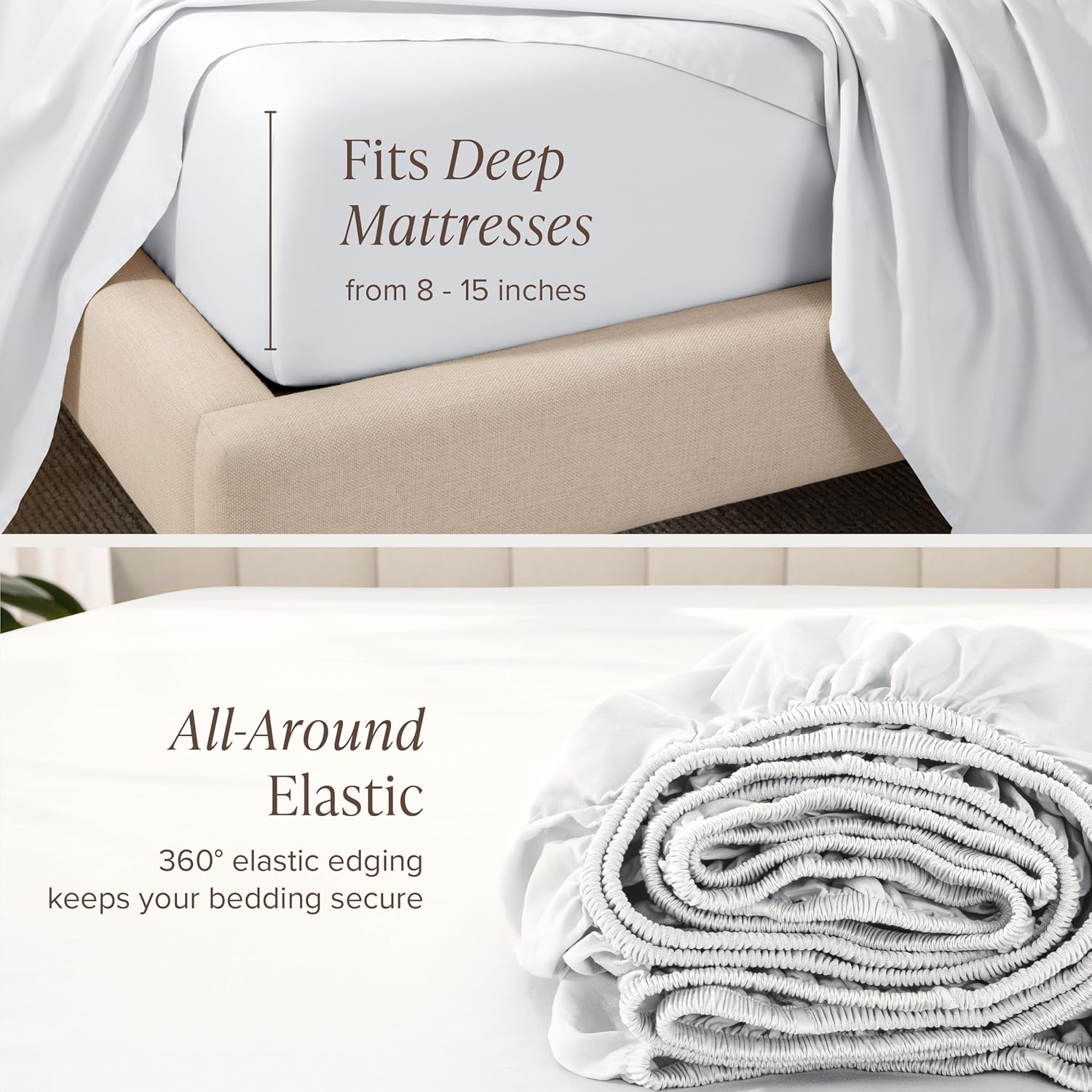 Bare Home 100% Organic Cotton Queen Sheet Set - 400 Thread Count - Smooth Sateen Weave - Breathable & Cooling - Hotel Luxury Set - Deep Pocket Bed Sheets (Queen, White)