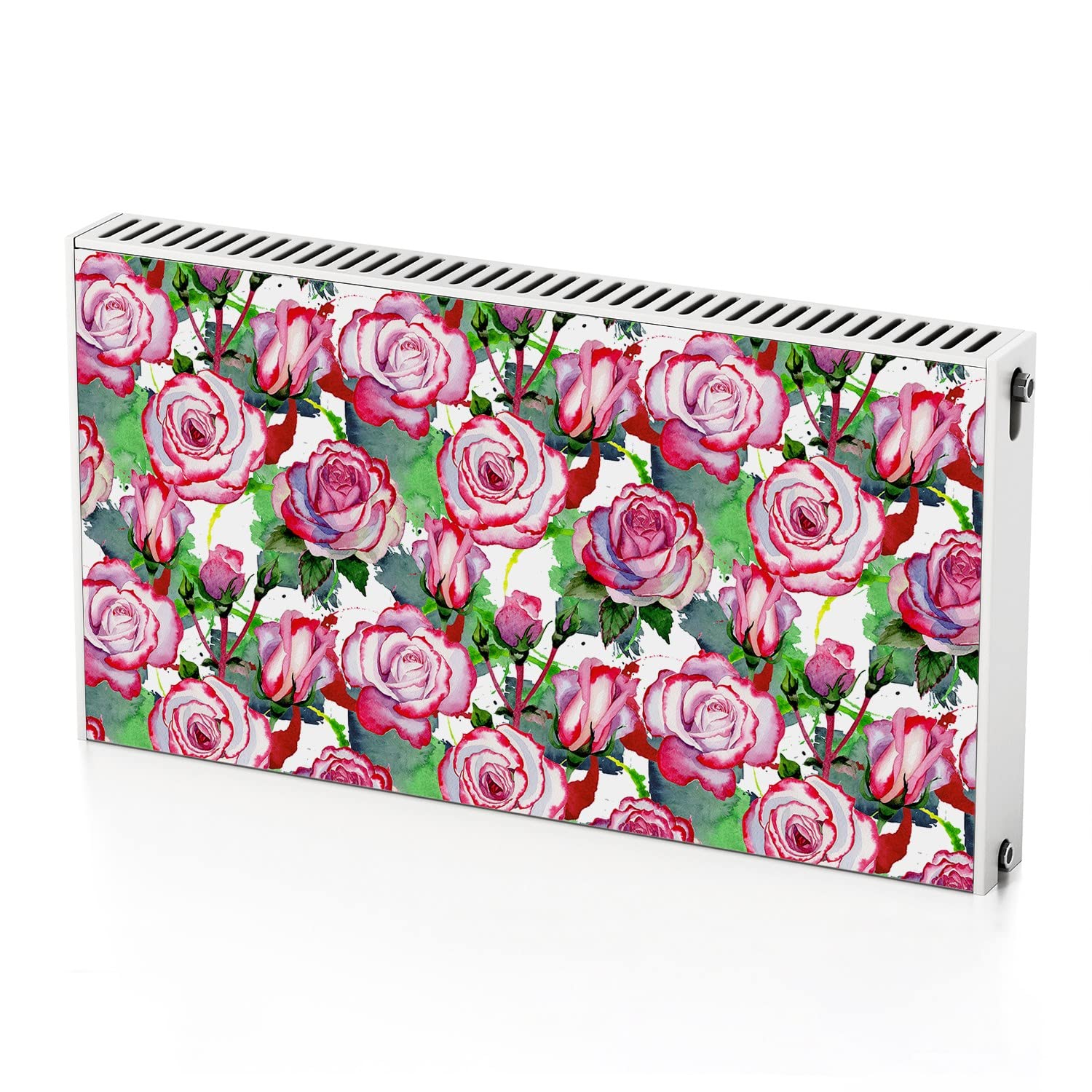 Aimant décoration radiateur 110x60 cm cache-radiateur magnétique à motif de fleurs roses