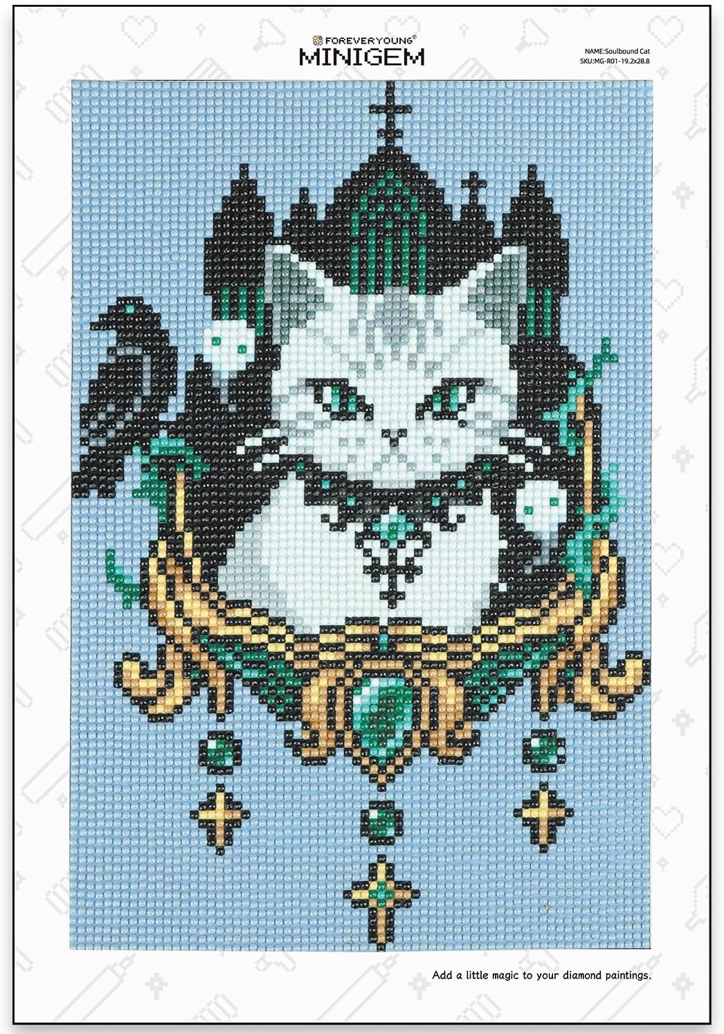 FOREVERYOUNG Soulbound Cat Mini Diamond Painting Kit for Adults - Gothic 5D Diamond Art, Round Drills, Beginner-Friendly 7.6x11.3 Inch