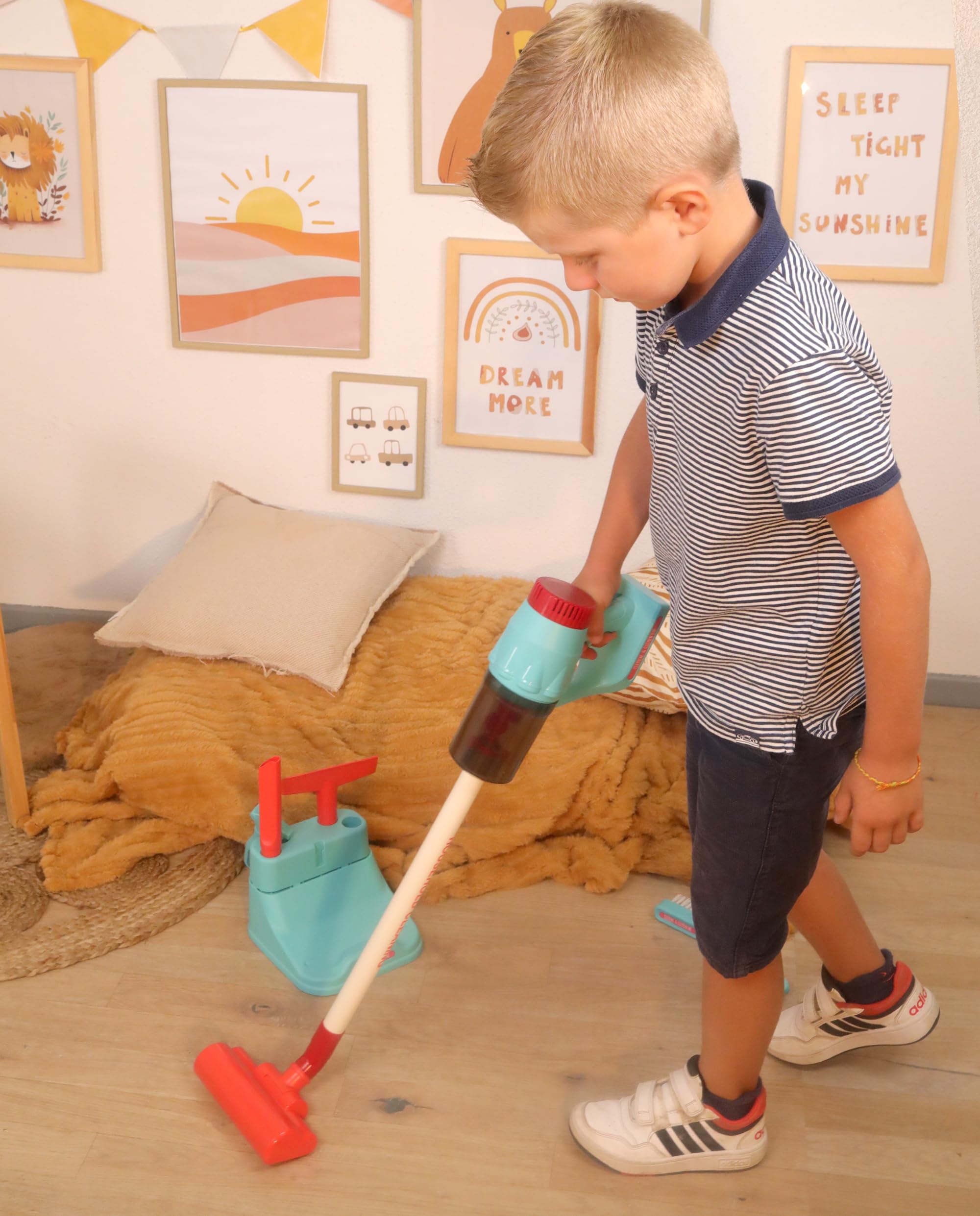 Cordless Vacuum with Accessories - Pretend Play - 110401 - Blue - Plastic - Household - Children's Toy - Batteries Not Included - 67 cm x 18 cm - Suitable for Ages 3 And Up