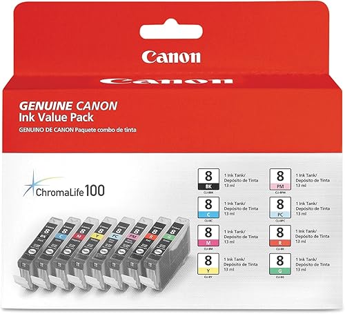Canon CLI-8 Paquete múltiple de 8 colores compatible con Pro9000, Pro9000 Mark II