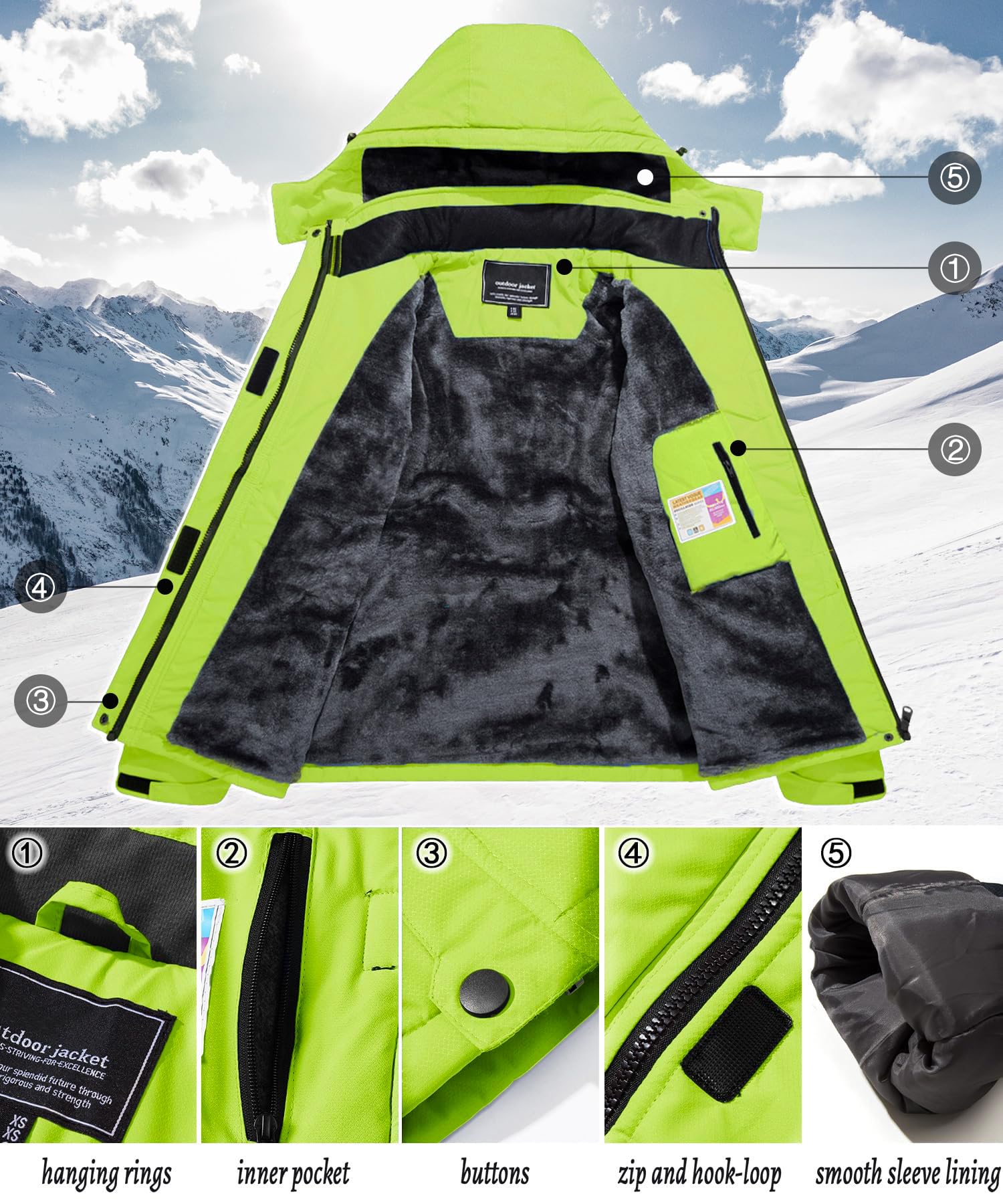 TACVASEN Donna Giacca di Transizione Calda Jacket Invernale Foderata Trekking Sci con Cerniera Impermeabile