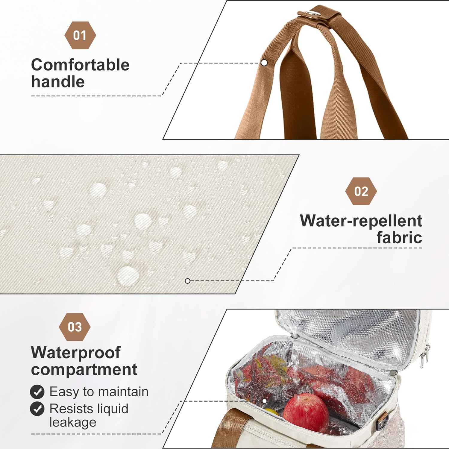 Expandable Adult Lunch Box for Women Men, Double Compartment Insulated Lunch Bag, Leakproof Thermal Cooler Bag with Shoulder Strap for Work, Office, Travel, Picnic - Image 6