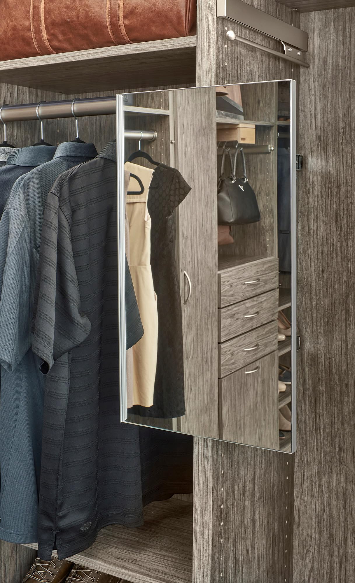 Rev-A-Shelf CMSL-1424-1 Rotate and Slide Mirror for Custom Closet Systems - Silver