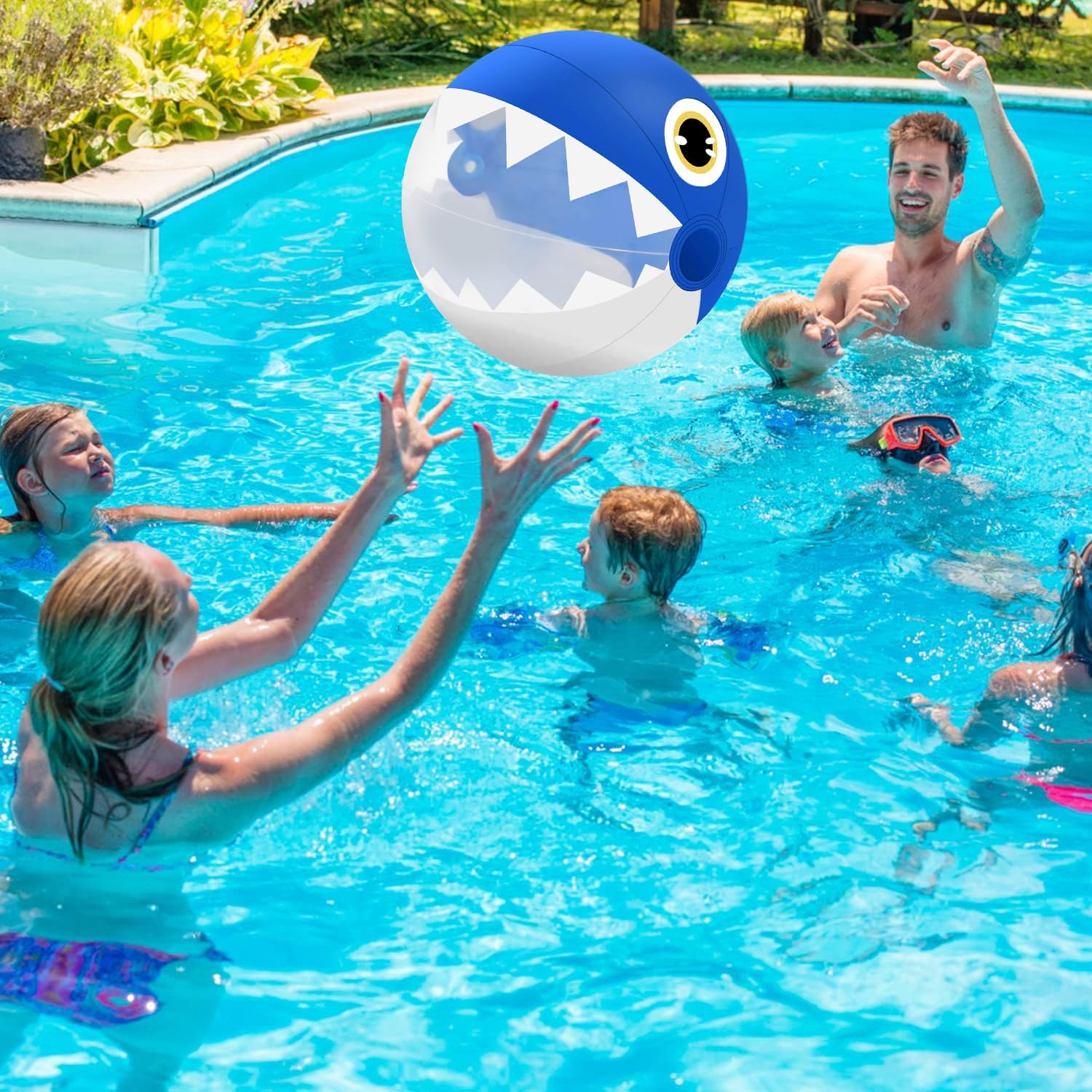 16" Large Beach Ball, Clear Shark Inflatable Beach Balls Beach Toys for Kids and Adults Birthday Party Supplies, Fun Shark Swimming Pool Balls - Pool Toys and Summer Parties Water Games Gifts
