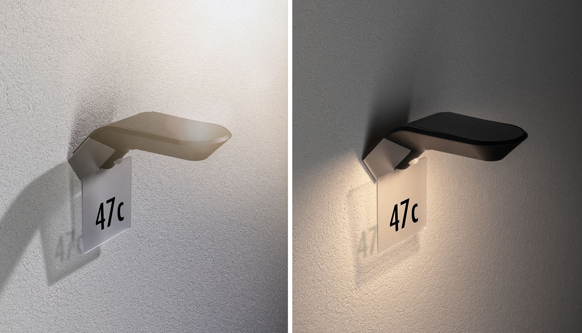 Paulmann 94250 Solar Wandleuchte Soley LED Außenleuchte incl. 1x1,22 Watt Anthrazit Kunststoff 3000 K Warmweiß