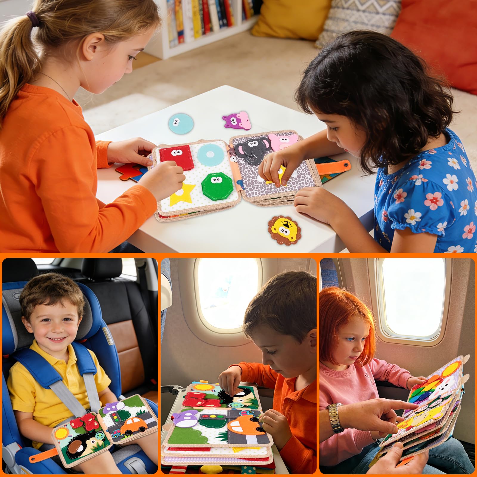 Busy Board per 1-3 Anni, Libro Montessori Interattivo, Libro Silenzioso in Feltro, Giochi Montessori 1 2 3 Anni, per L'educazione della Prima Infanzia, Regalo di Compleanno per Ragazzi e Ragazze