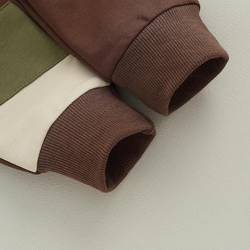 Miniatura 7 de BeQeuewll Ropa para bebé niño de otoño e invierno, 2 piezas, bloque de color, sudadera y pantalones con cuello redondo