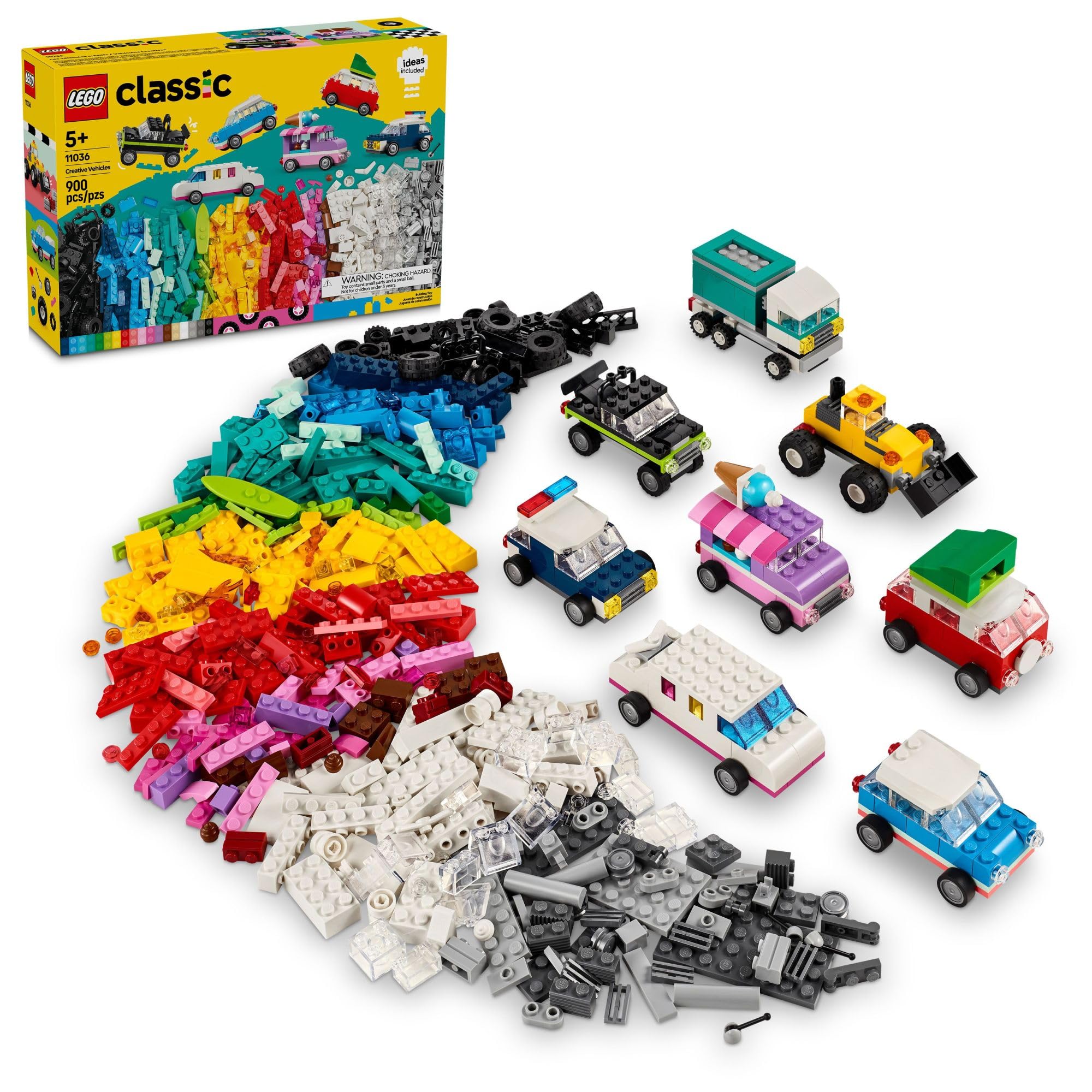 Lego Véhicules créatifs Classiques 11036, kit de Construction en Brique colorée avec Camion de crème glacée, Jouet de Voiture de