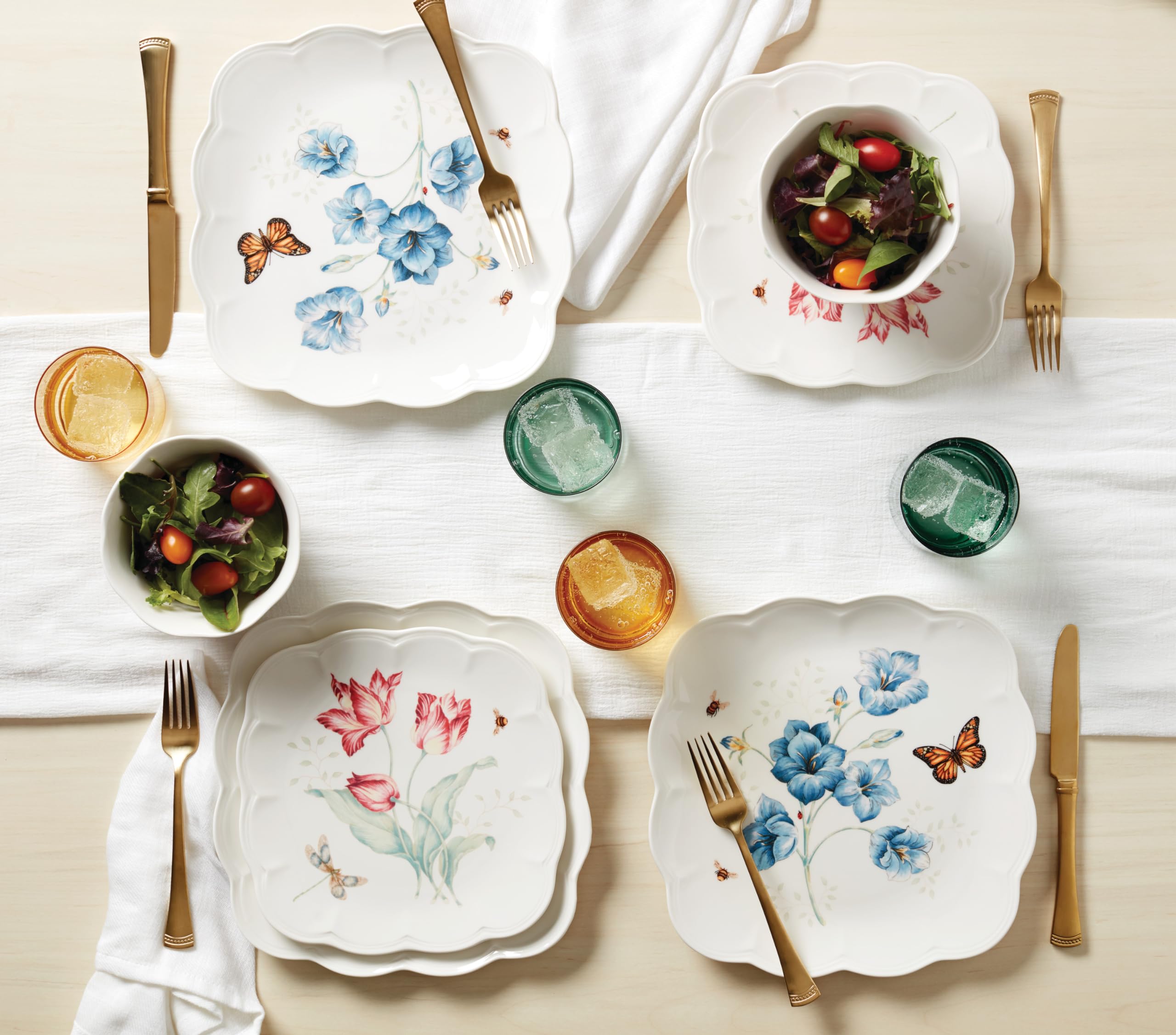 Amazon.com: Lenox 894309 Butterfly Meadow Square 4-Piece Dinner
