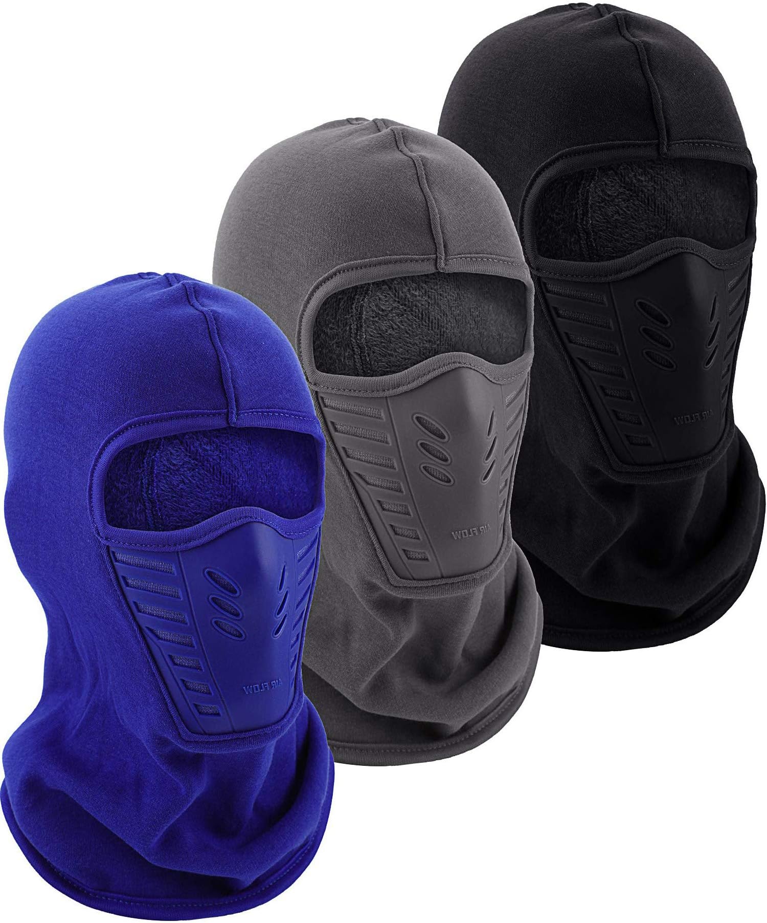 3 Pack Balaclava Face Mask Windproof Sun Dust Protection Motorcycle Mask Breathable Plush Full Face Cover for Outdoor Activities
