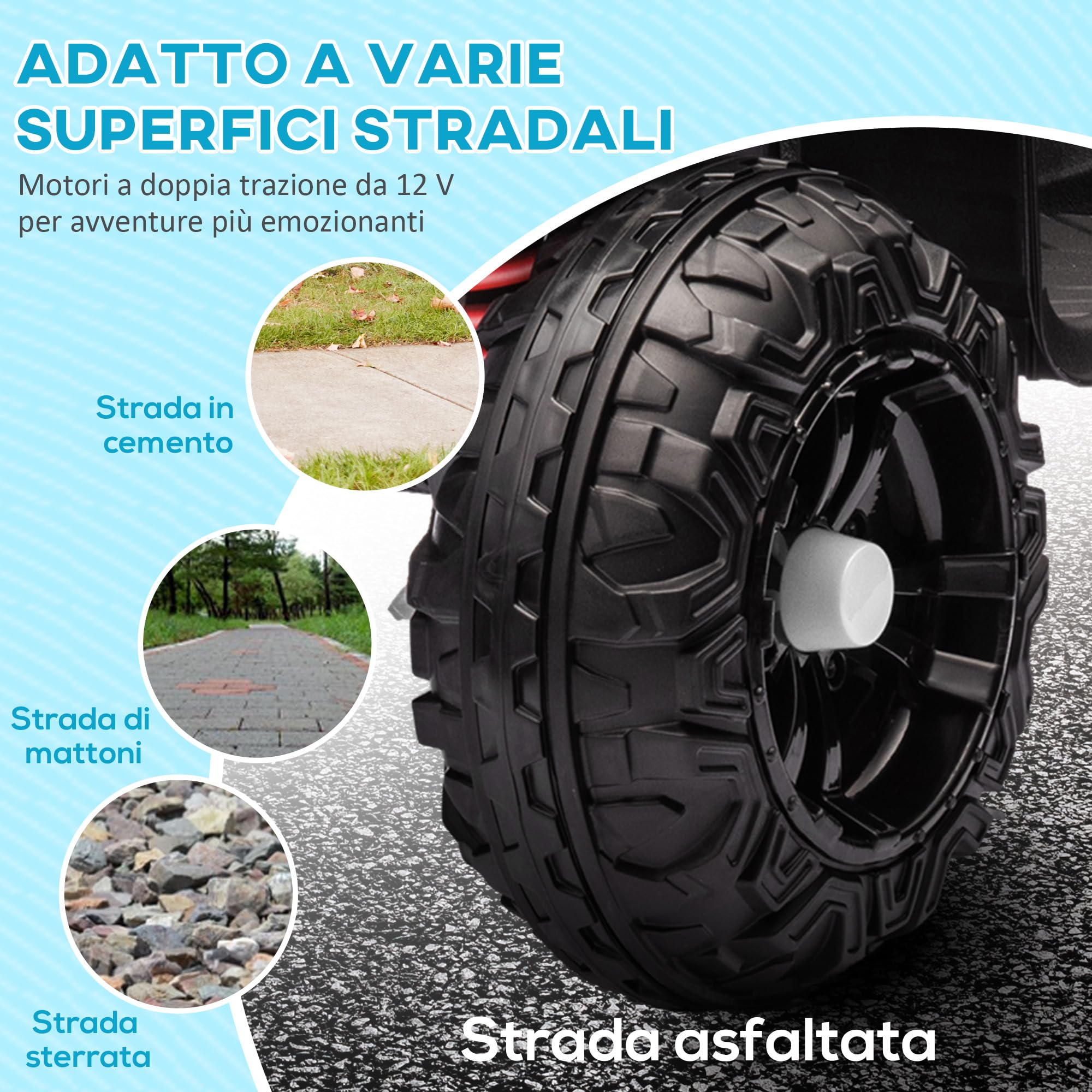 AIYAPLAY Quad Elettrico per Bambini 12V, Auto Elettrica per Bambini con 2 Motori, 5 km/h, Sospensioni, Fari LED, MP3, per 37-60 Mesi, Interno ed Esterno, Bianco