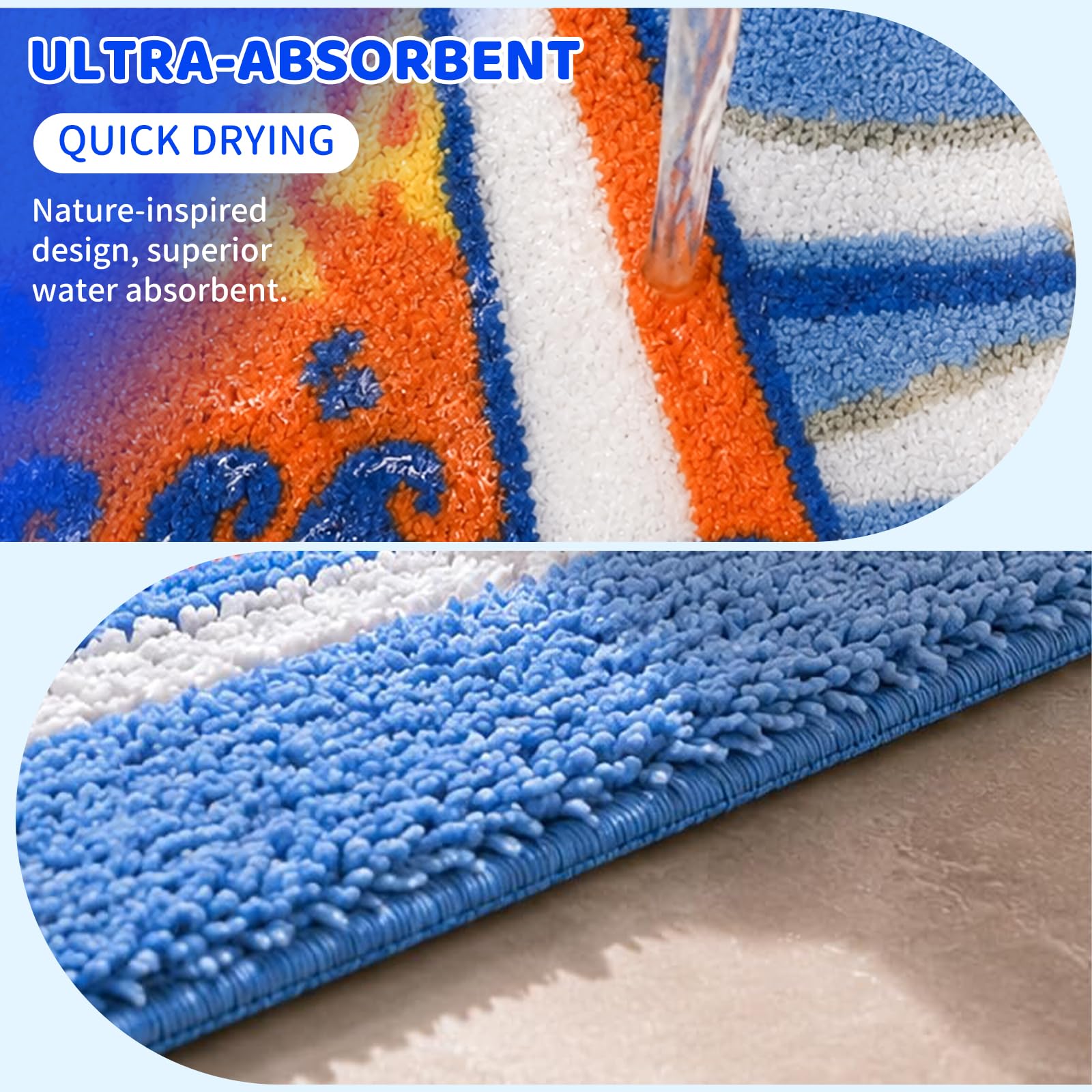 Tappetino da Bagno a Scatola di Sardine, Tappeto da Bagno Divertente con Pesce e Limoni, Morbido Tappeto da Bagno in Microfibra Antiscivolo Lavabile, Tappeto Doccia retrò per Bagno 50 x 80