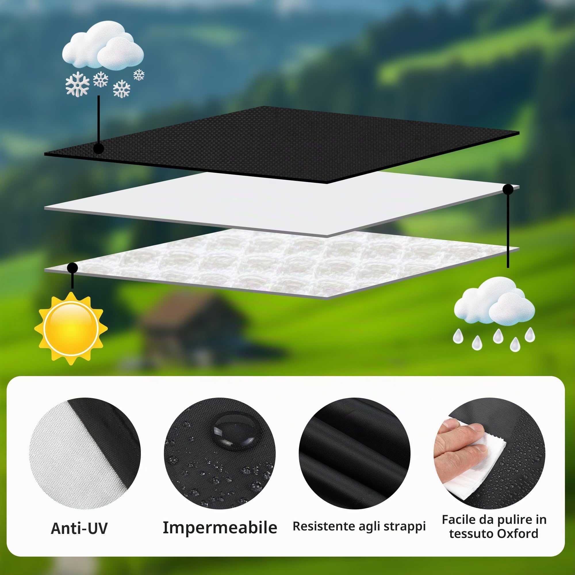 Serbatoio Acqua 1000 litri IBC, Cisterna Acqua 1000 litri 120 x100 x116 cm, Con pellicola trasparente per il serbatoio dell'acqua, Borsa di stoccaggio in tela (Nero)