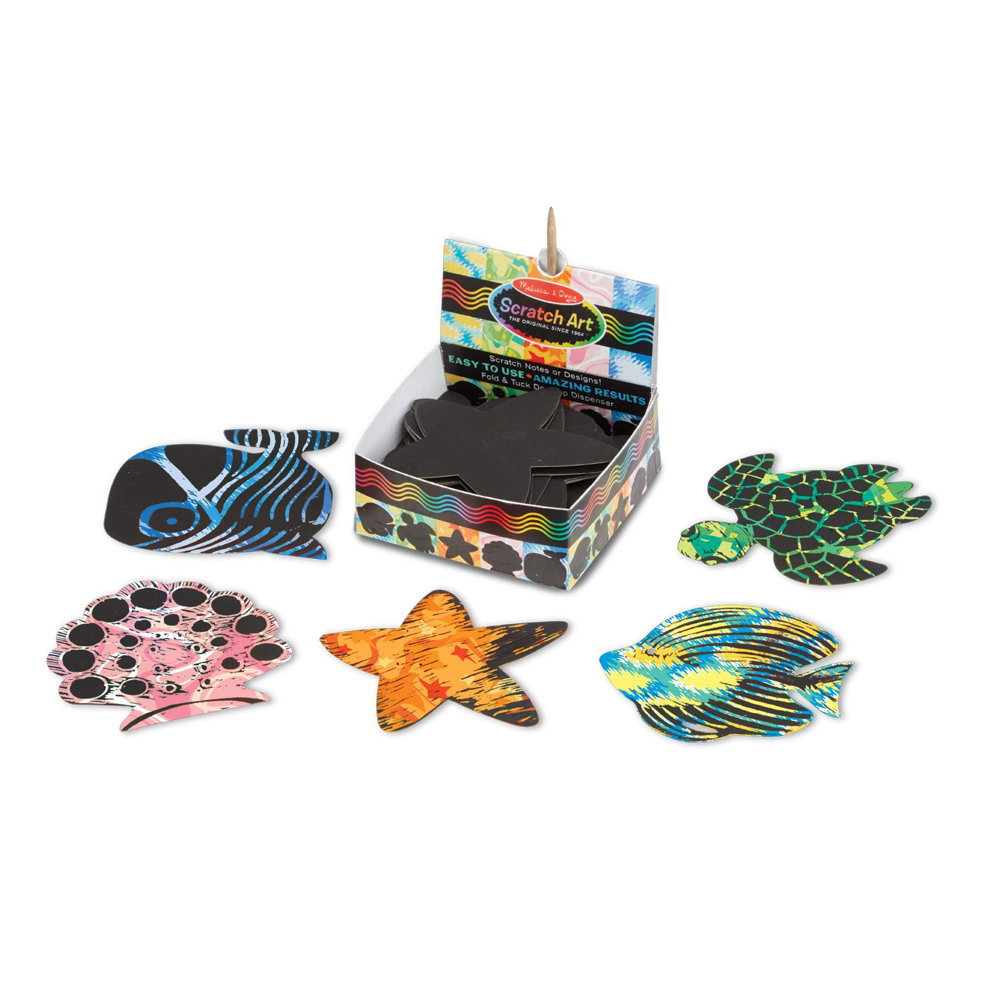 Melissa & DougScratch Art Ocean Mini Notes (125) with Wooden Stylus - Color Scratch Art Mini Notes, Party Favors, Stocking Stuffers, Arts and Crafts for Kids