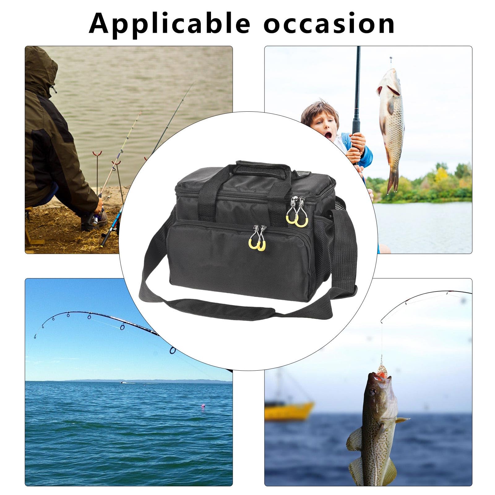 Sac de pêche imperméable de grande capacité pour matériel de pêche, sacs à dos pour leurres en plein air, sac de transport, poches durables, portables, multipoches, épaules de pêche
