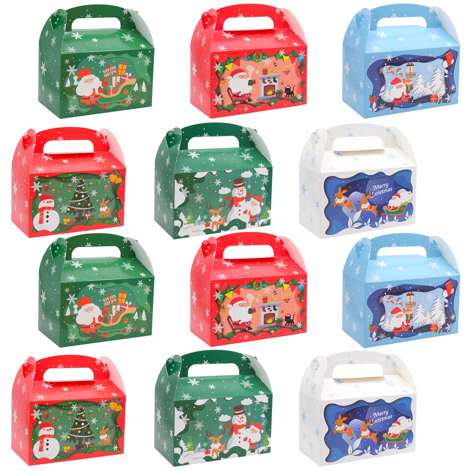 Bakiauli 12 Pieces Christmas Boxes for Presents Christmas Party Favor Gift Boxes Paper Cake Box for Birthdays Gatherings, Parties