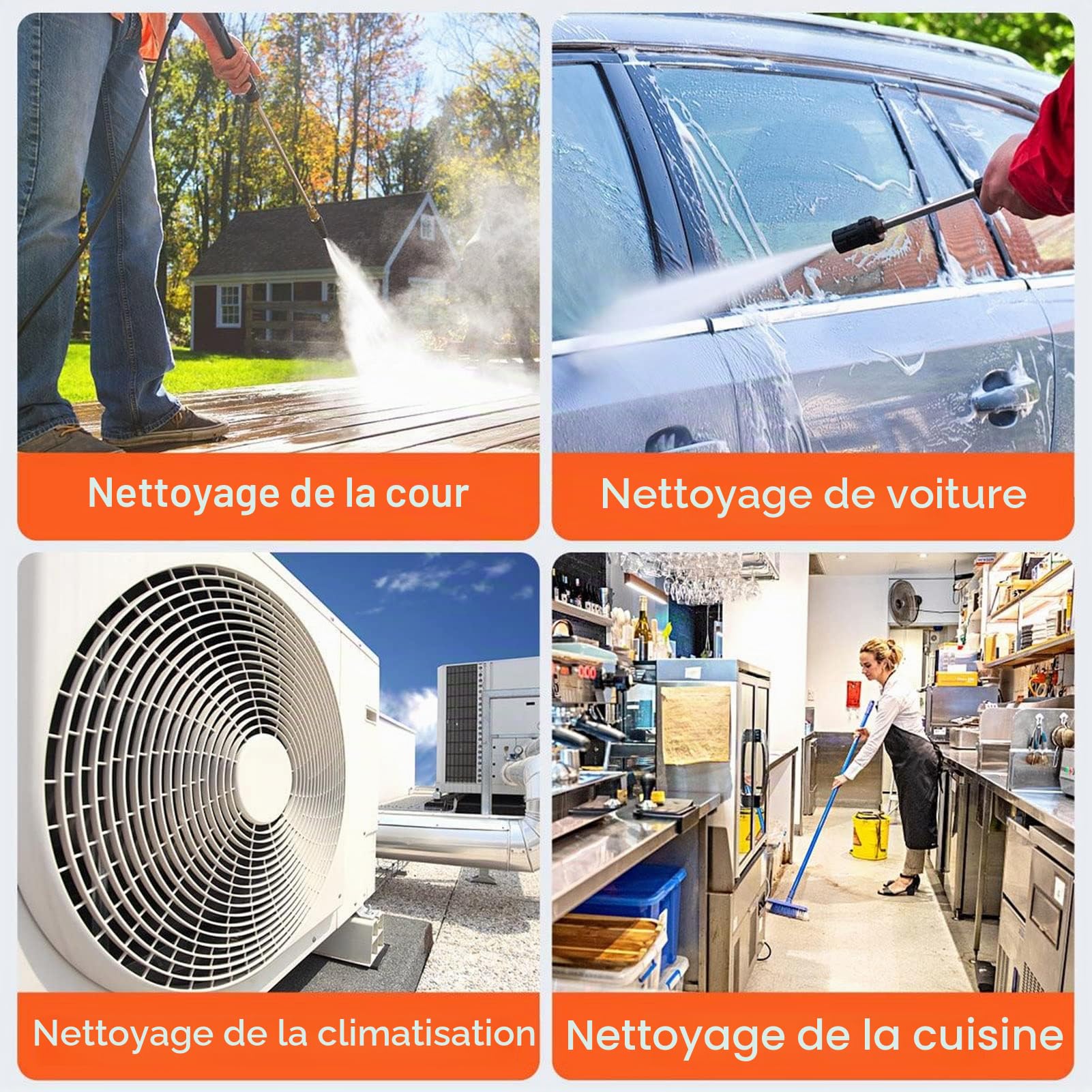 Nettoyeur Haute Pression sans Fil, Mulcort Cordless Power Washer 60Bar 150W High Power Washer Machine with Rechargeable Battery 5in1 Nozzles for Car Fence Floor Cleaning Watering