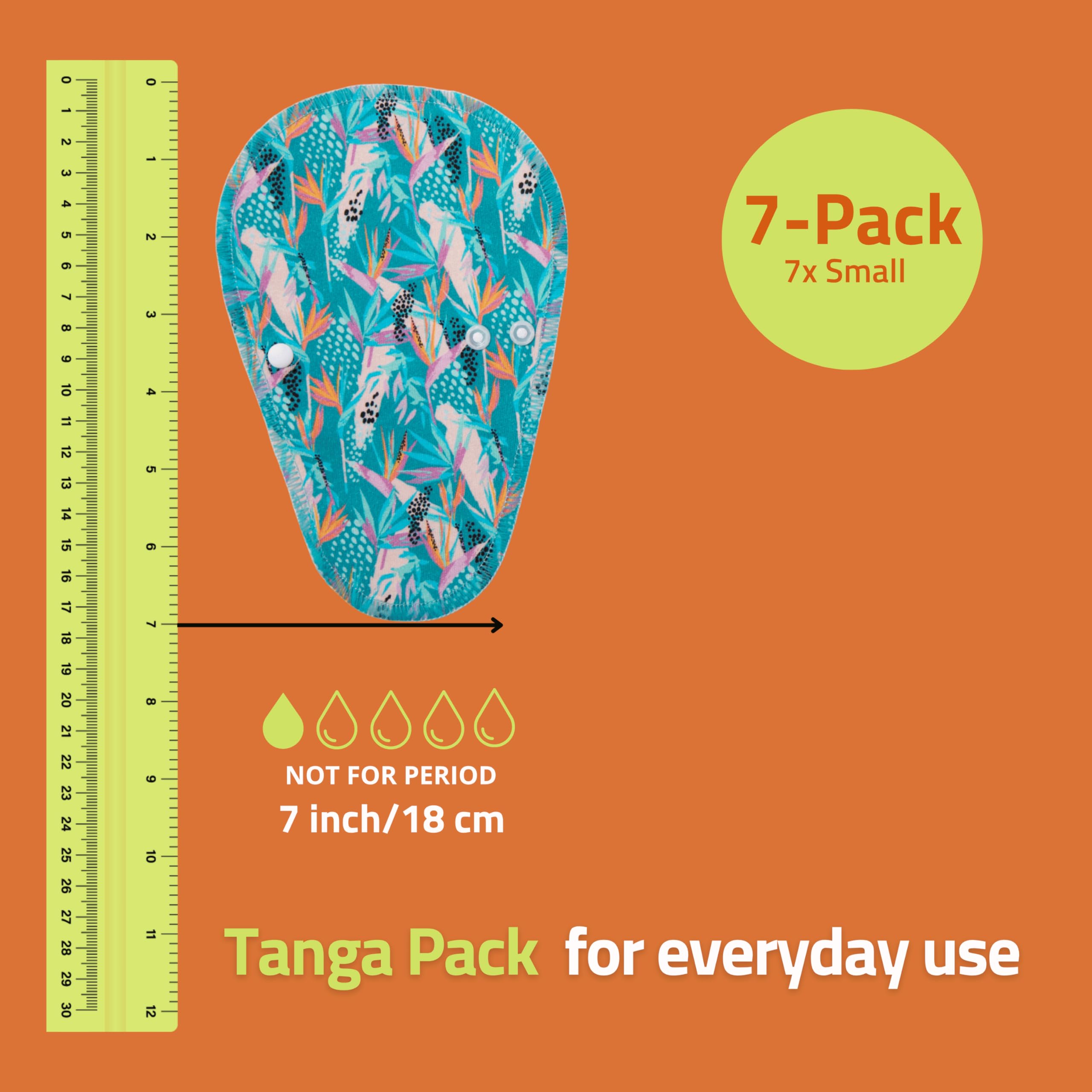 EcoConfort salvaslip reutilizables en algodón orgánico para flujo blanco (TANGA, 7 uds); lavables a alta T°, 100% transpirables y suaves, salvaslip de tela cómoda, protección femenina diaria (sin PUL)