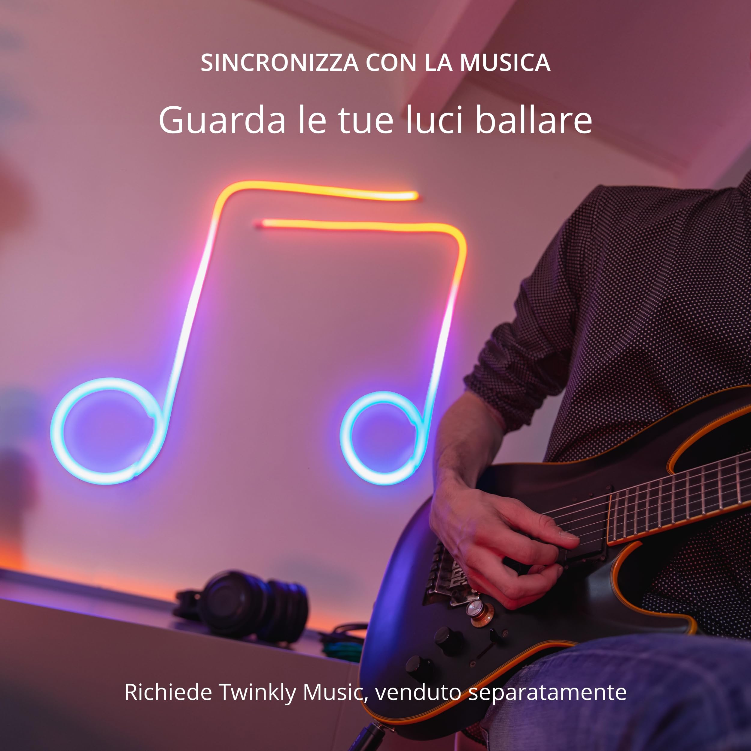 Twinkly Flex 2m, Tubo LED Multicolore, Striscia LED RGB Flessibile, Compatibile con Alexa e Google Home, Luci Gaming, 16M+ di Colori, Alimentazione USB C, Controllato da App, Filo Bianco