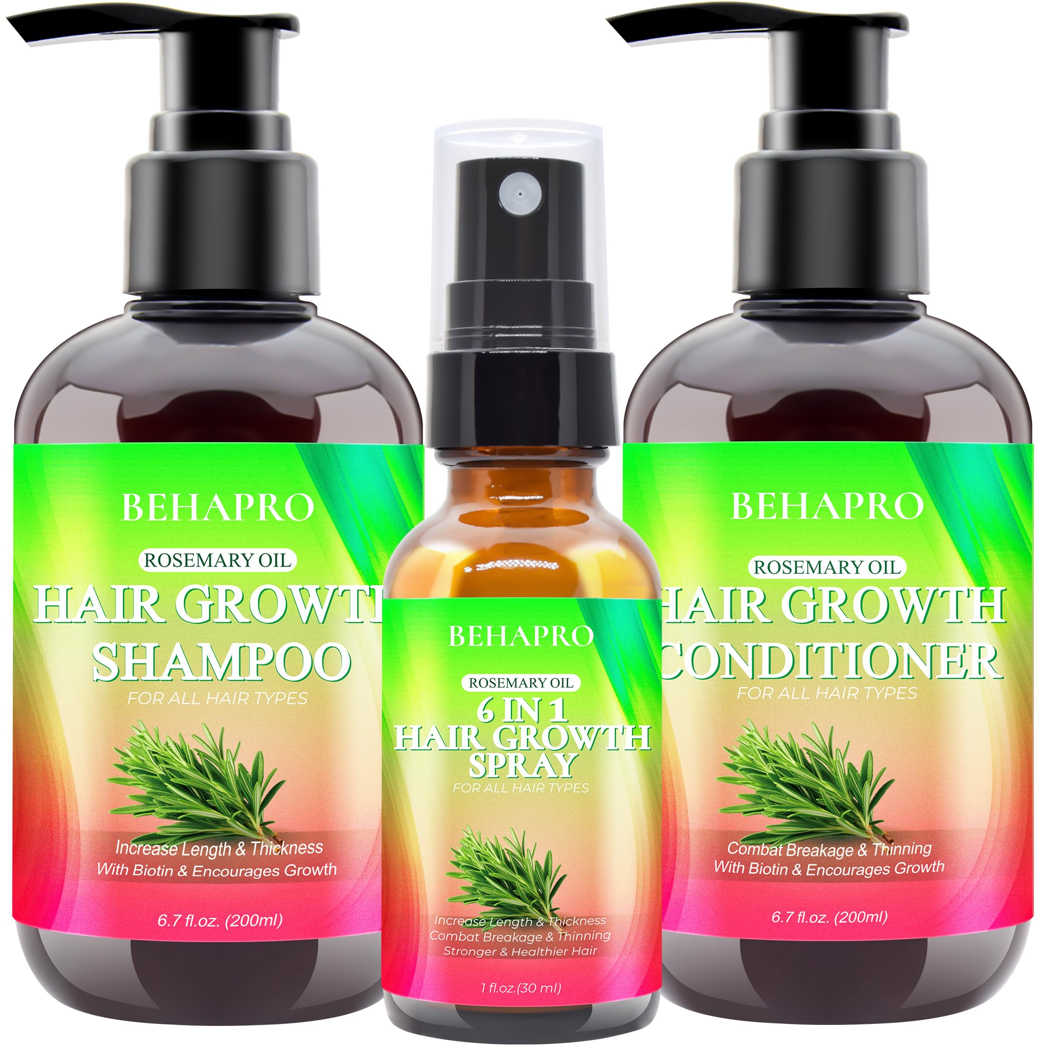 Hair Growth Shampoo and Conditioner Set w/Heat Protectant Spray,Rosemary Biotin Keratin Argan Oil Sulfate Free Routine Hair Growth Products for Thinning Hair & Hair Loss,Birthday Gifts for Women Men