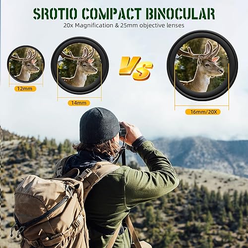 Miniatura 3 de SROTIO Prismáticos de 20 x 25 pulgadas, prismáticos para adultos y niños, binoculares compactos, binoculares pequeños de fácil enfoque para