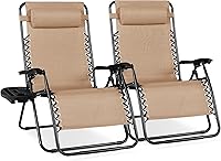 Vista 68 de Best Choice Products - Juego de 2 sillas reclinables y ajustables de malla y acero, sillas con sensación gravedad cero con cojines y bandejas Negro