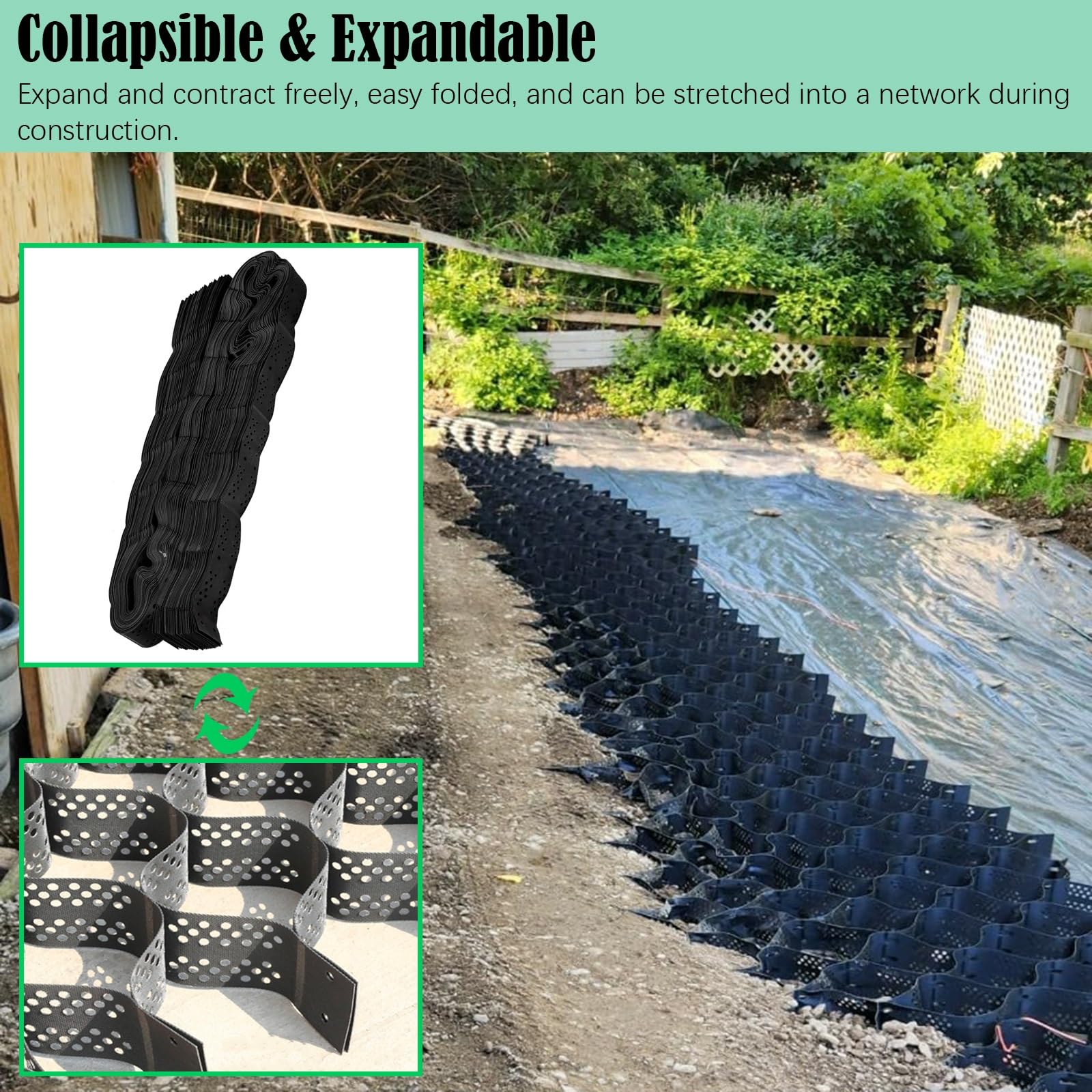 Durablefor - Pavimentazione permeabile di profondità 10,2 cm per terreni di ghiaia per allevamenti di cavalli, griglia di controllo del fango, 1 m x 5 m, soluzione duratura per fondazioni di pendii e