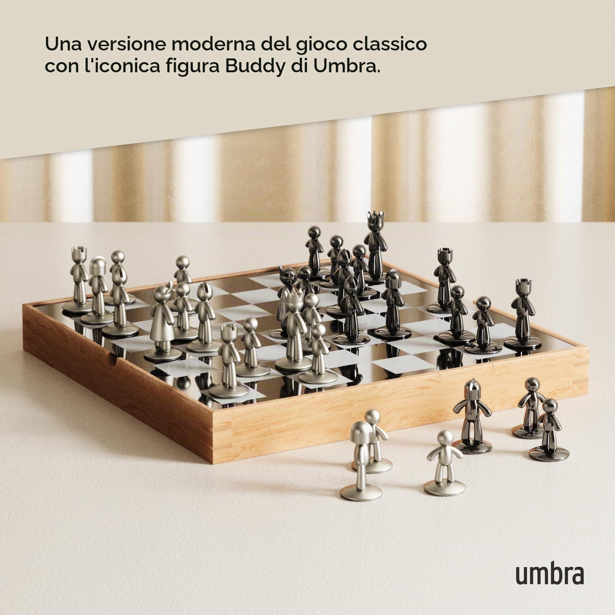 Umbra Buddy Set di scacchi, Zinco, Naturale