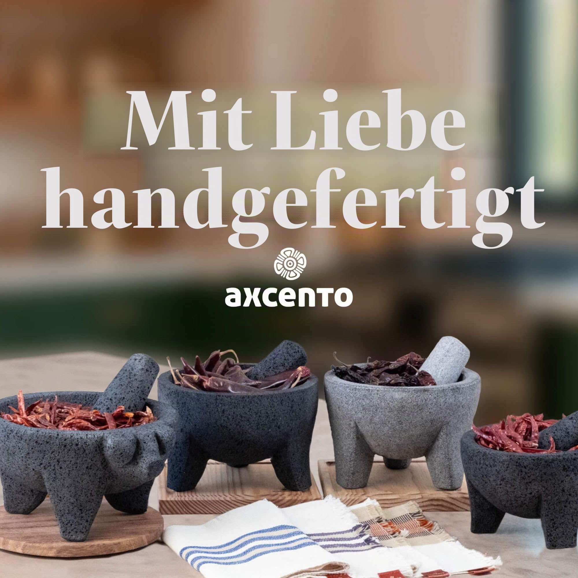 Traditionelles Molcajete Mexicano Vulkangestein Mörser und Stößel Set, handgefertigt aus authentischem Lavastein in Puebla Mexiko, Guacamole, Schüssel, Schneidebrett inklusive Molcajete Bowl de Piedra