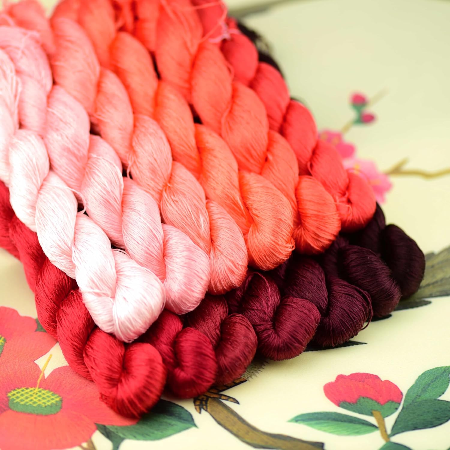 Natural Silk Thread – 13 Colors, 110m Each, Handmade Silk Embroidery Floss for Hand Embroidery, Cross-Stitch, and Needlework Projects