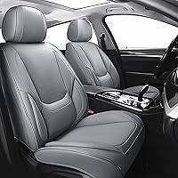 Vista 20 de Chezope - Fundas de asiento de cuero, par delantero de color beige, protectores de asiento de coche transpirables, accesorios de coche resistentes