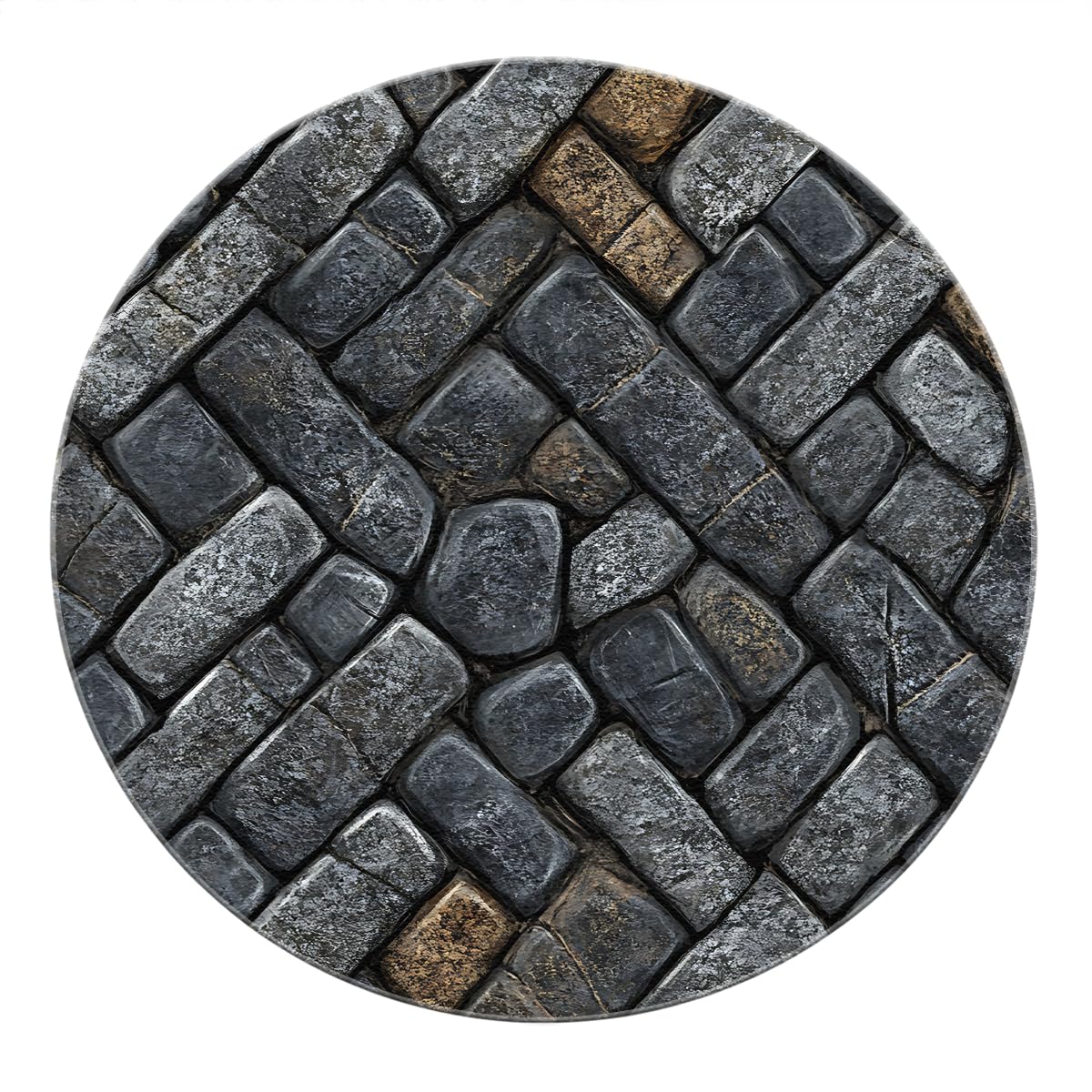 Tapis rond effet pierre gris brun pour salon et salle de jeux 180 cm
